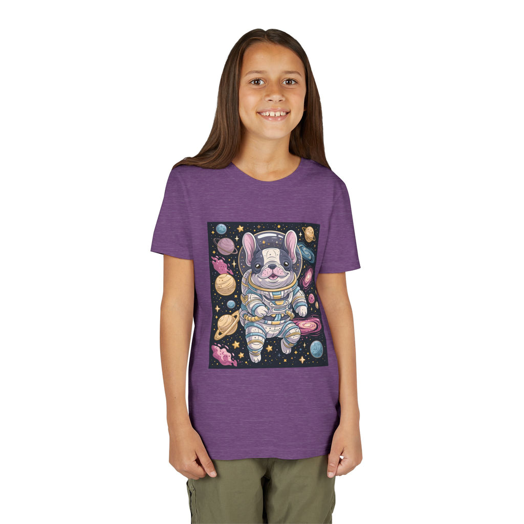 Kids Astronaut French Bulldog Tee — Space Puppy Graphic Youth T‑Shirt