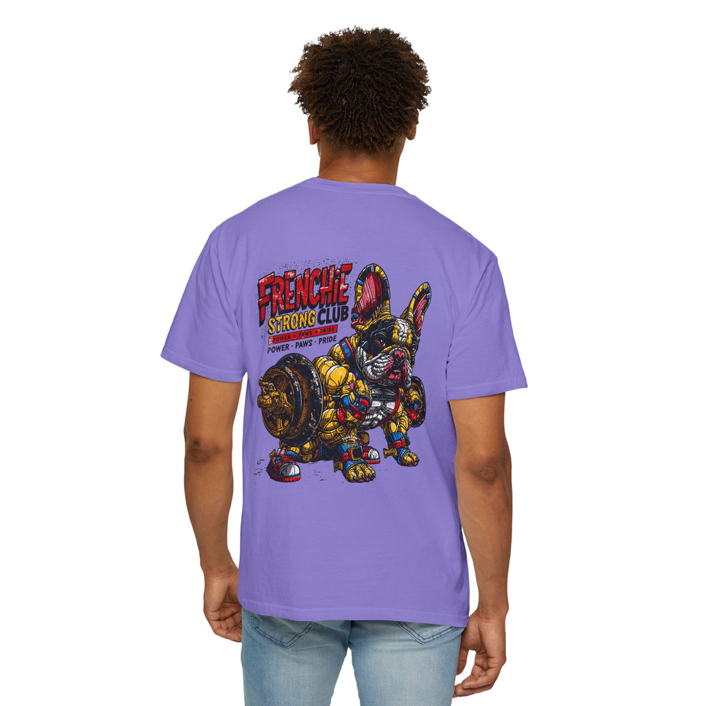 Frenchie Strong Club T-Shirt — Graphic French Bulldog Weightlifting Tee