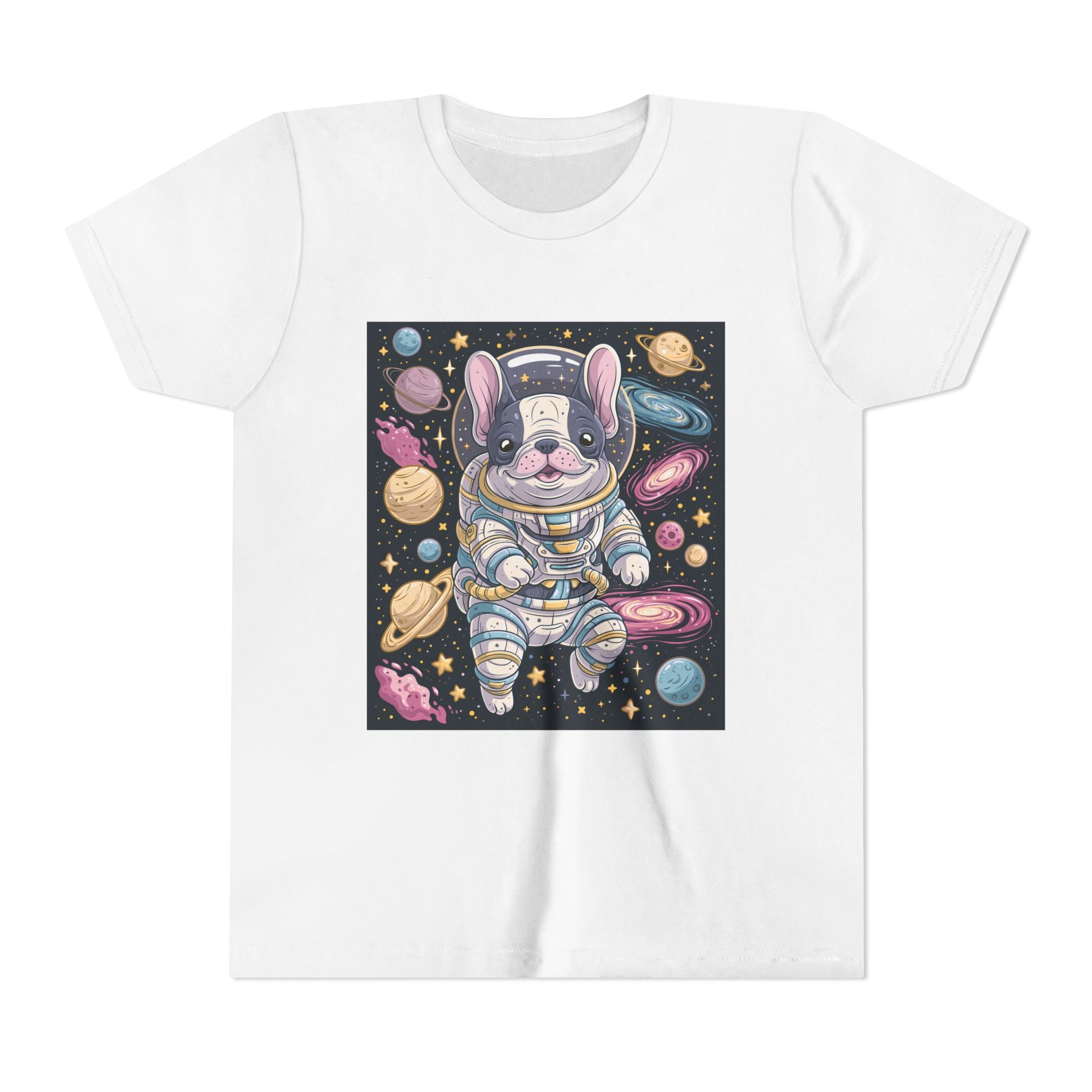 Kids Astronaut French Bulldog Tee — Space Puppy Graphic Youth T‑Shirt