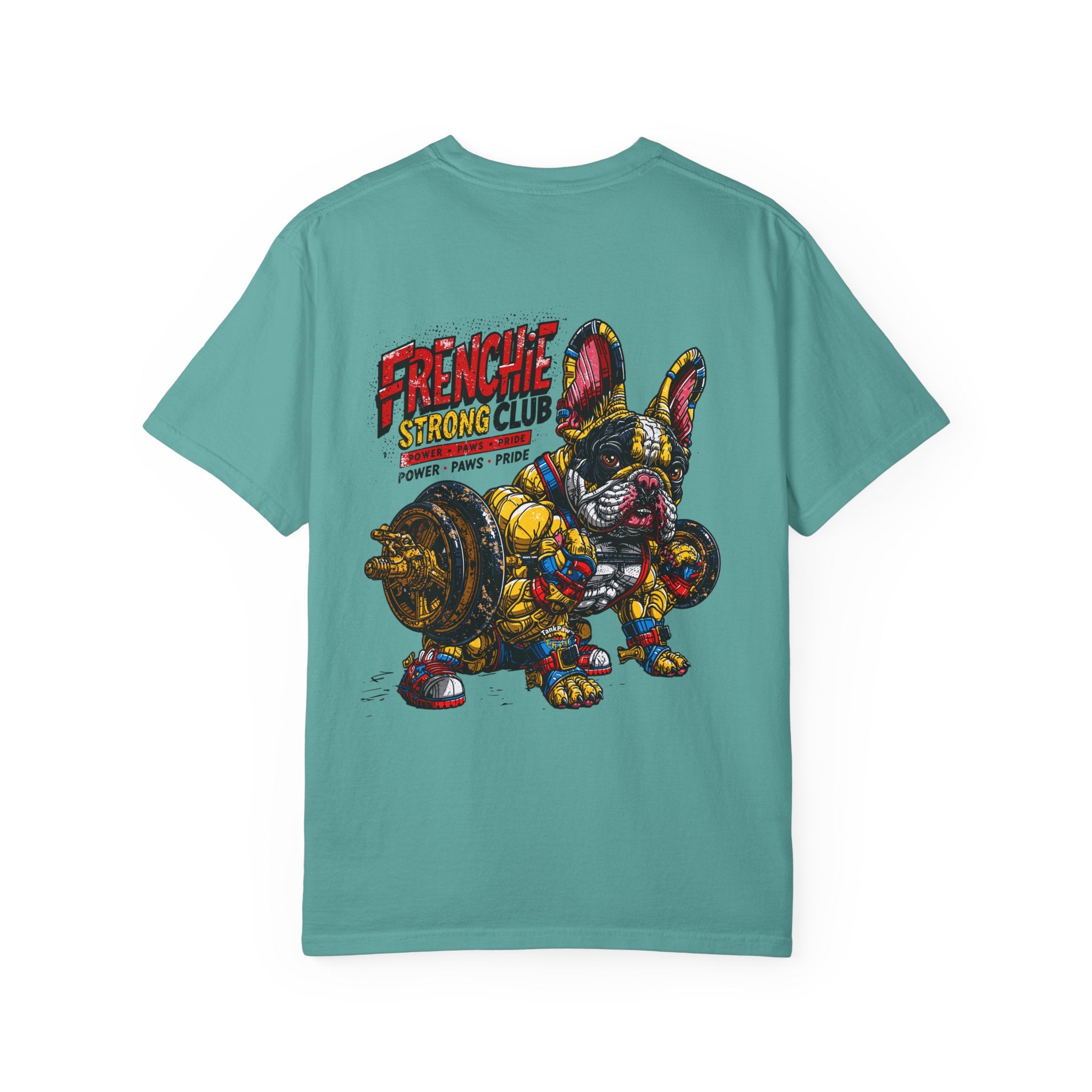 Frenchie Strong Club T-Shirt — Graphic French Bulldog Weightlifting Tee
