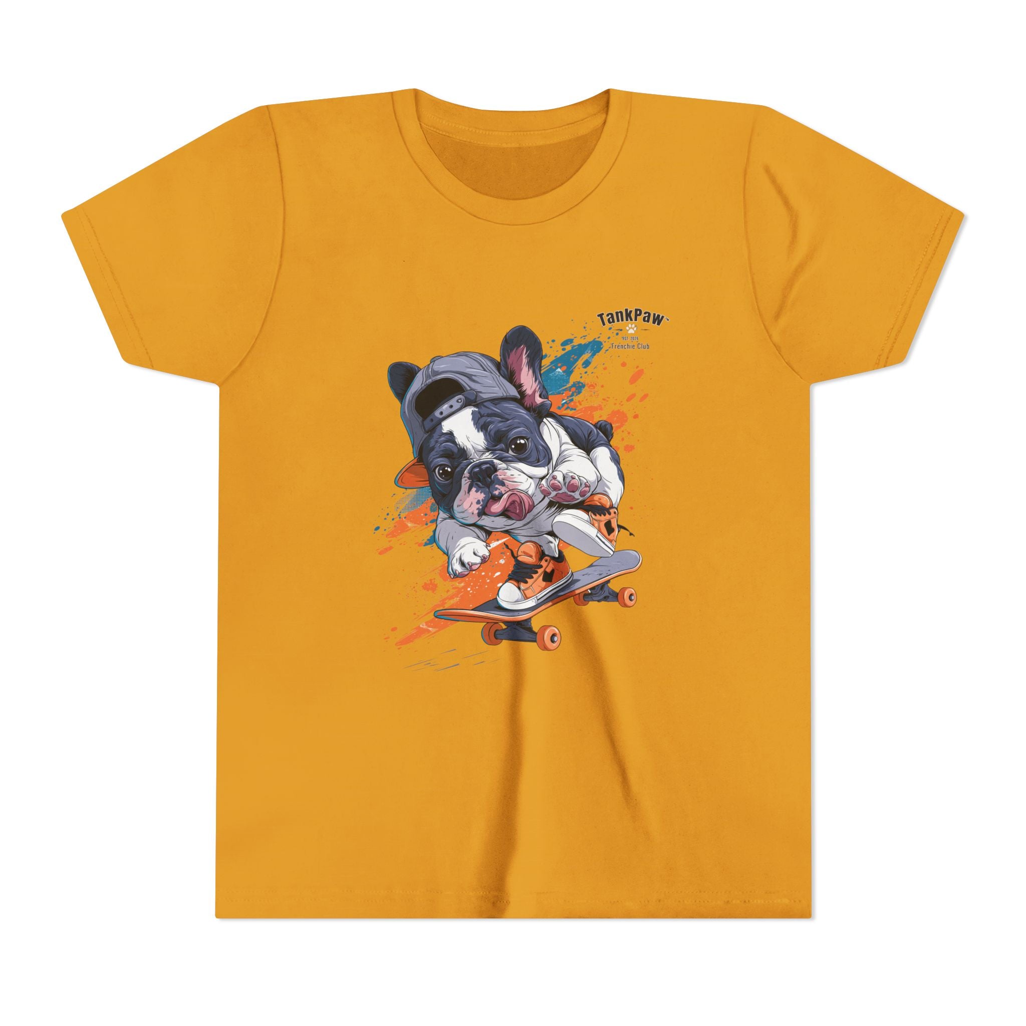 Youth Skateboarding French Bulldog Tee — Cute Skate Pup Graphic Shirt