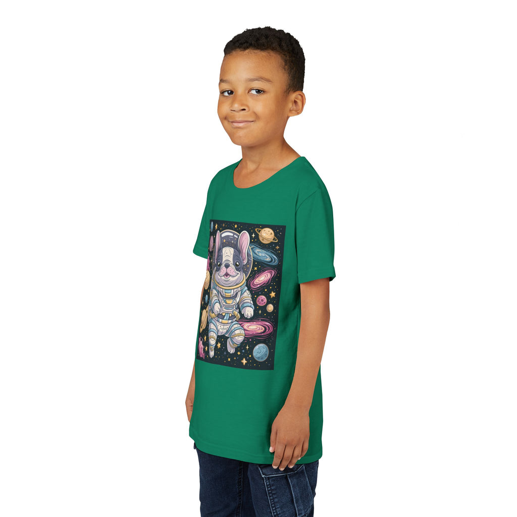 Kids Astronaut French Bulldog Tee — Space Puppy Graphic Youth T‑Shirt