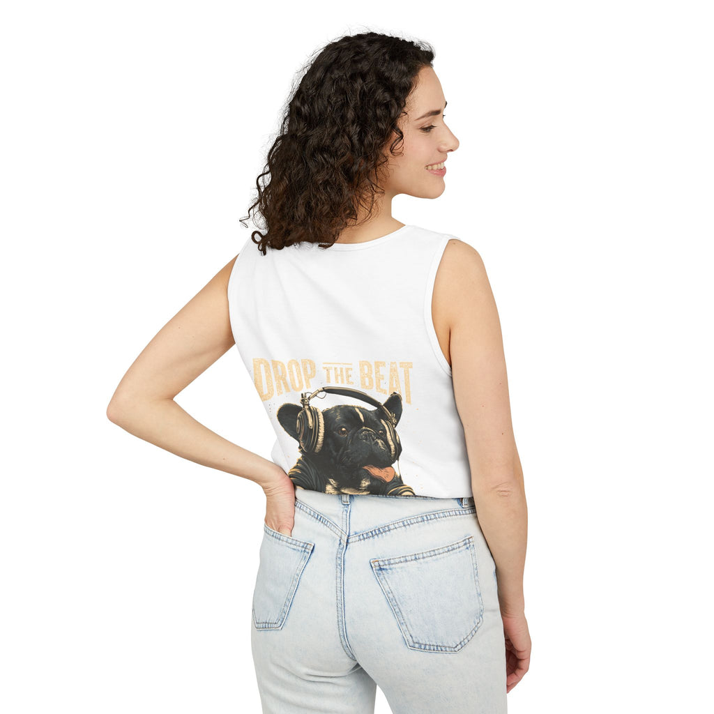 Music Festival Tank Top – "Drop the Beat" Frenchie DJ Graphic Tank