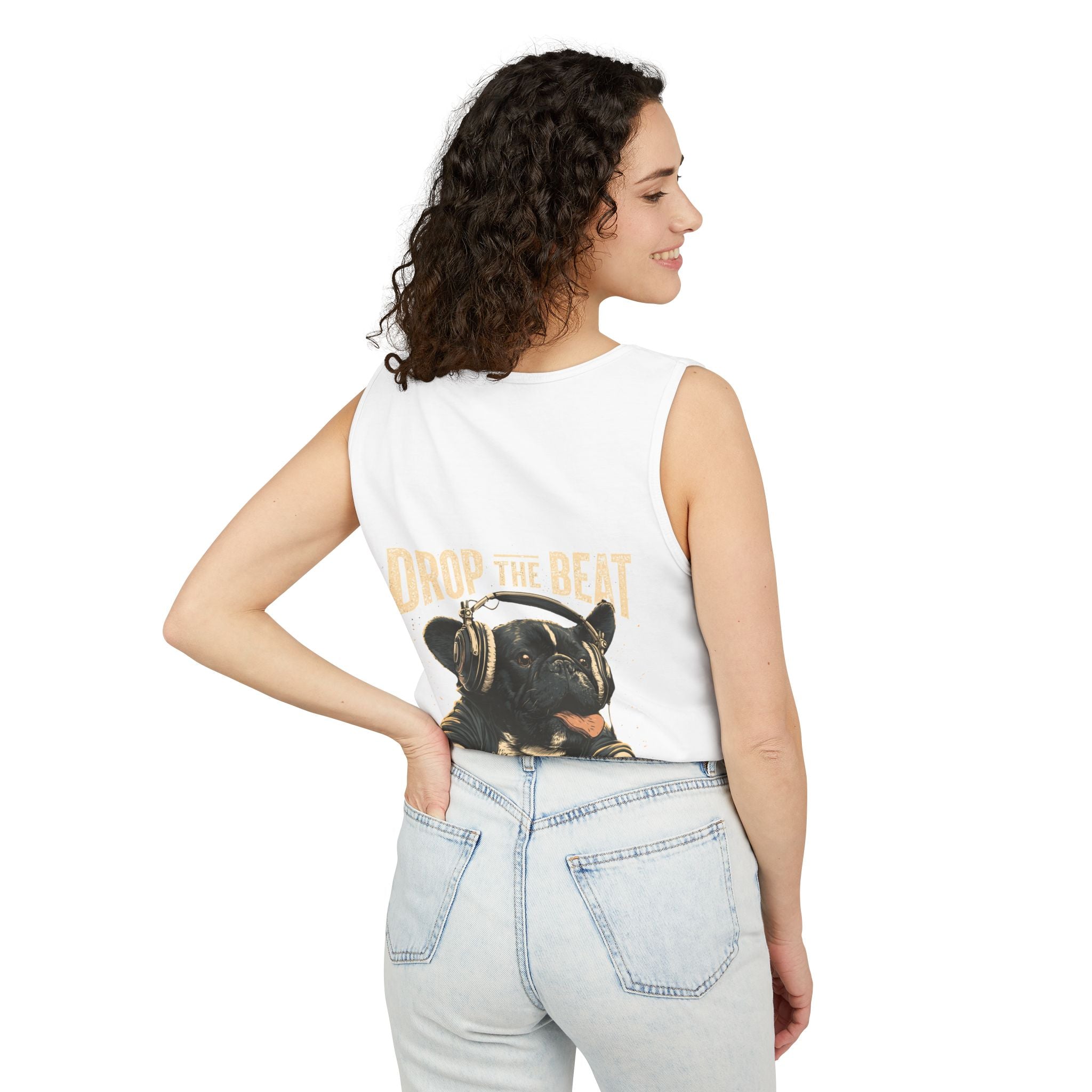 Music Festival Tank Top – "Drop the Beat" Frenchie DJ Graphic Tank