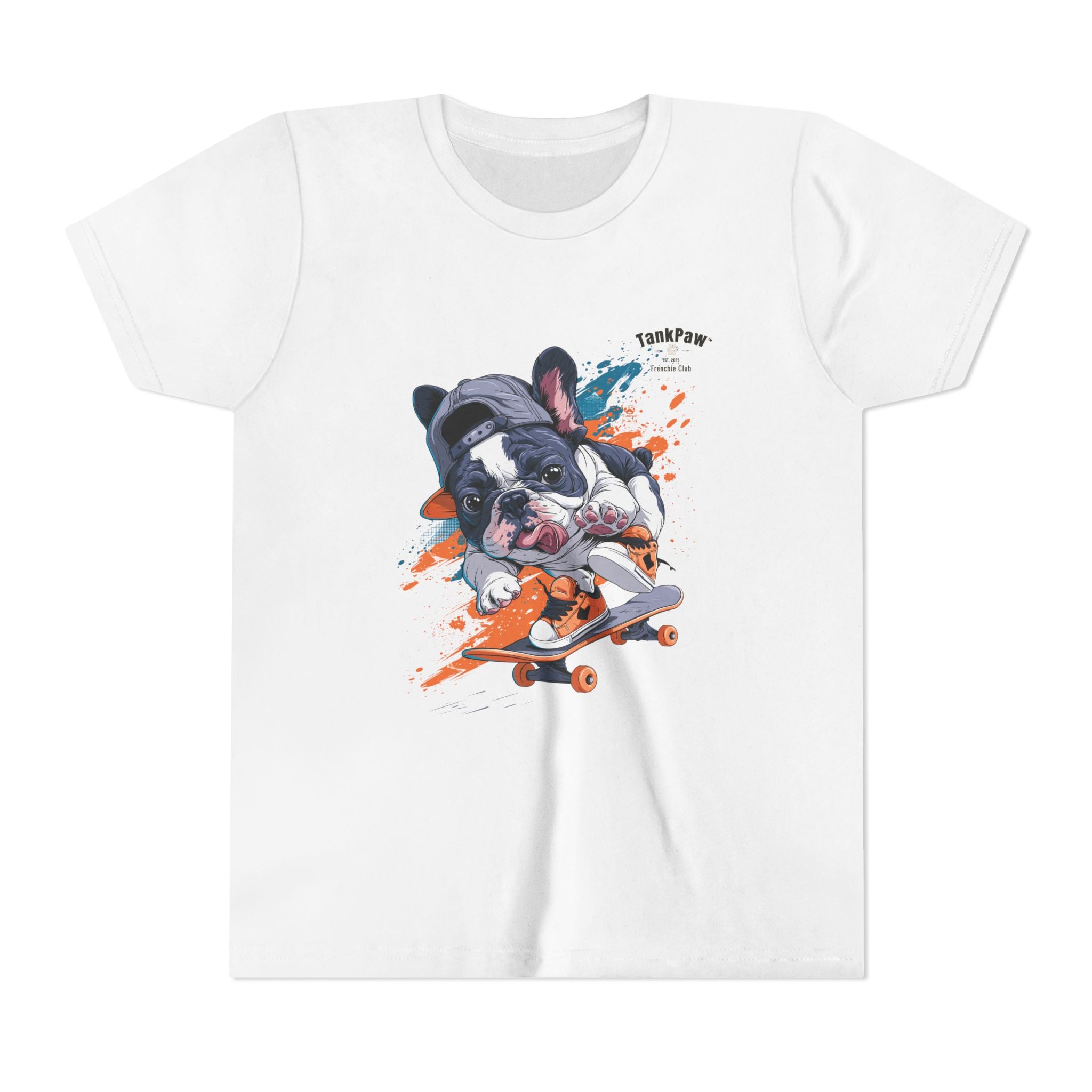 Youth Skateboarding French Bulldog Tee — Cute Skate Pup Graphic Shirt