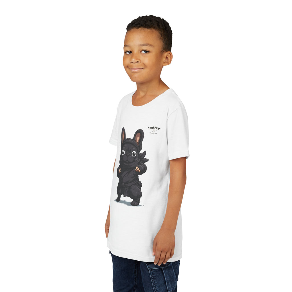 Kids Cute Black French Bulldog Tee – 'TARBUN' Cartoon Pup Youth T-Shirt