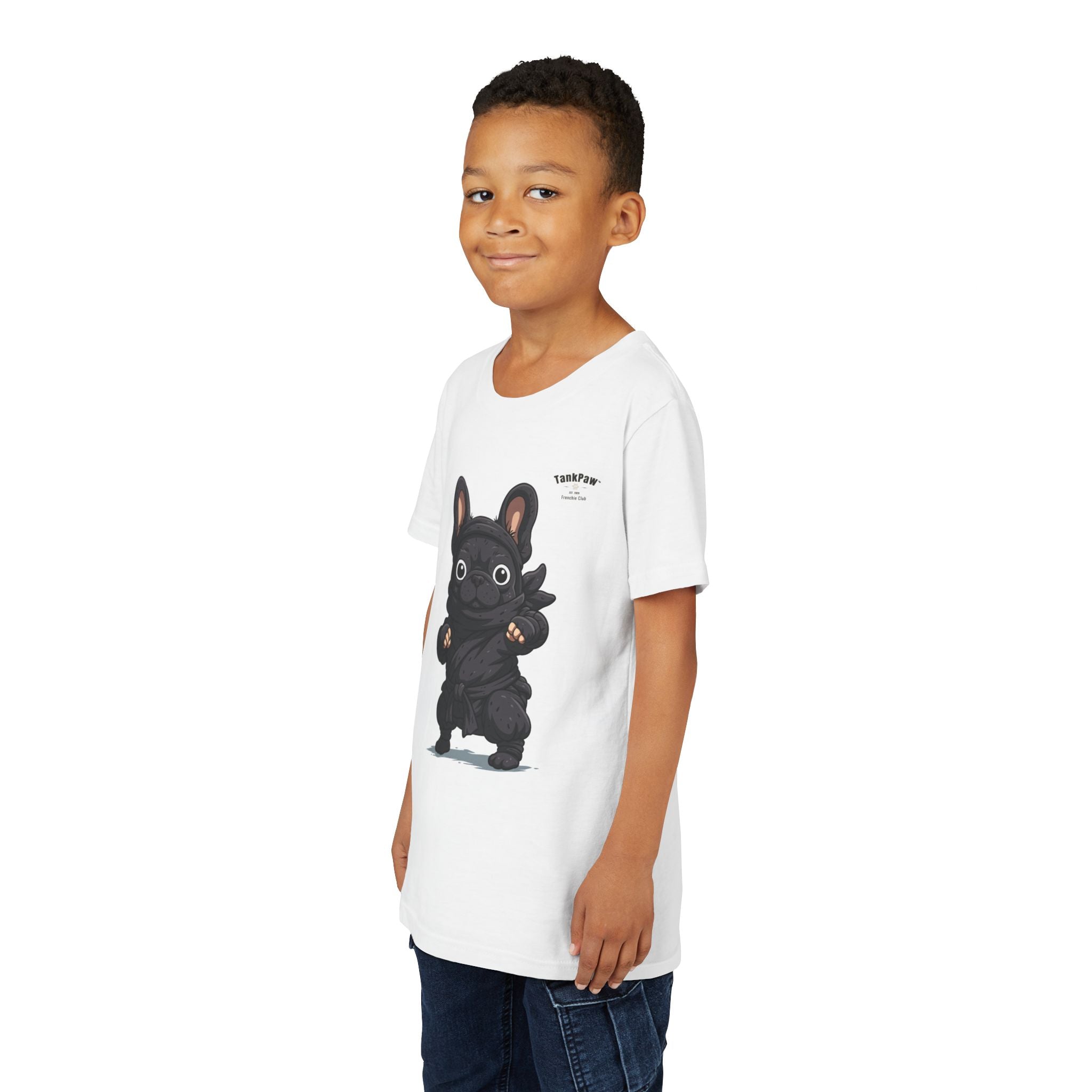 Kids Cute Black French Bulldog Tee – 'TARBUN' Cartoon Pup Youth T-Shirt