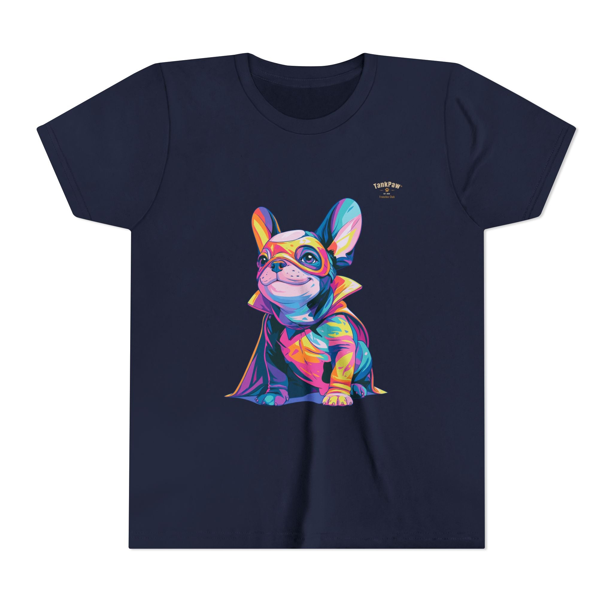 Kids Superhero French Bulldog Tee — Colorful Puppy Costume Youth Shirt