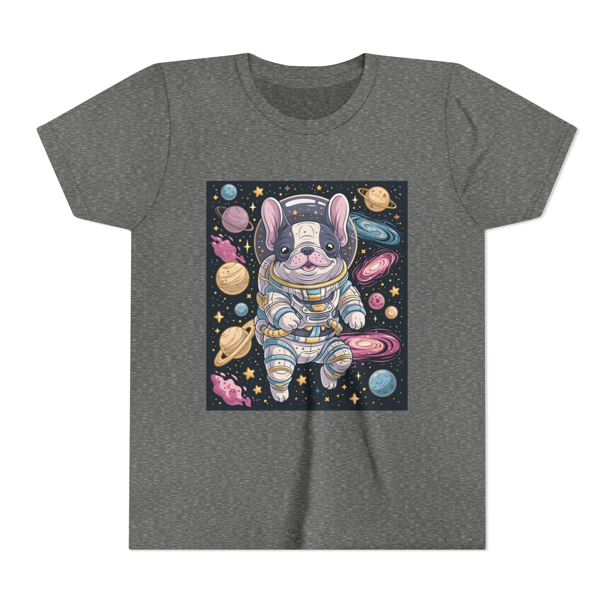 Kids Astronaut French Bulldog Tee — Space Puppy Graphic Youth T‑Shirt