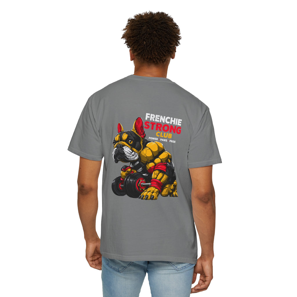 "Frenchie Strong Club" Muscular Dog Pet T-Shirt — Cute Frenchie Weightlifting Graphic Tee