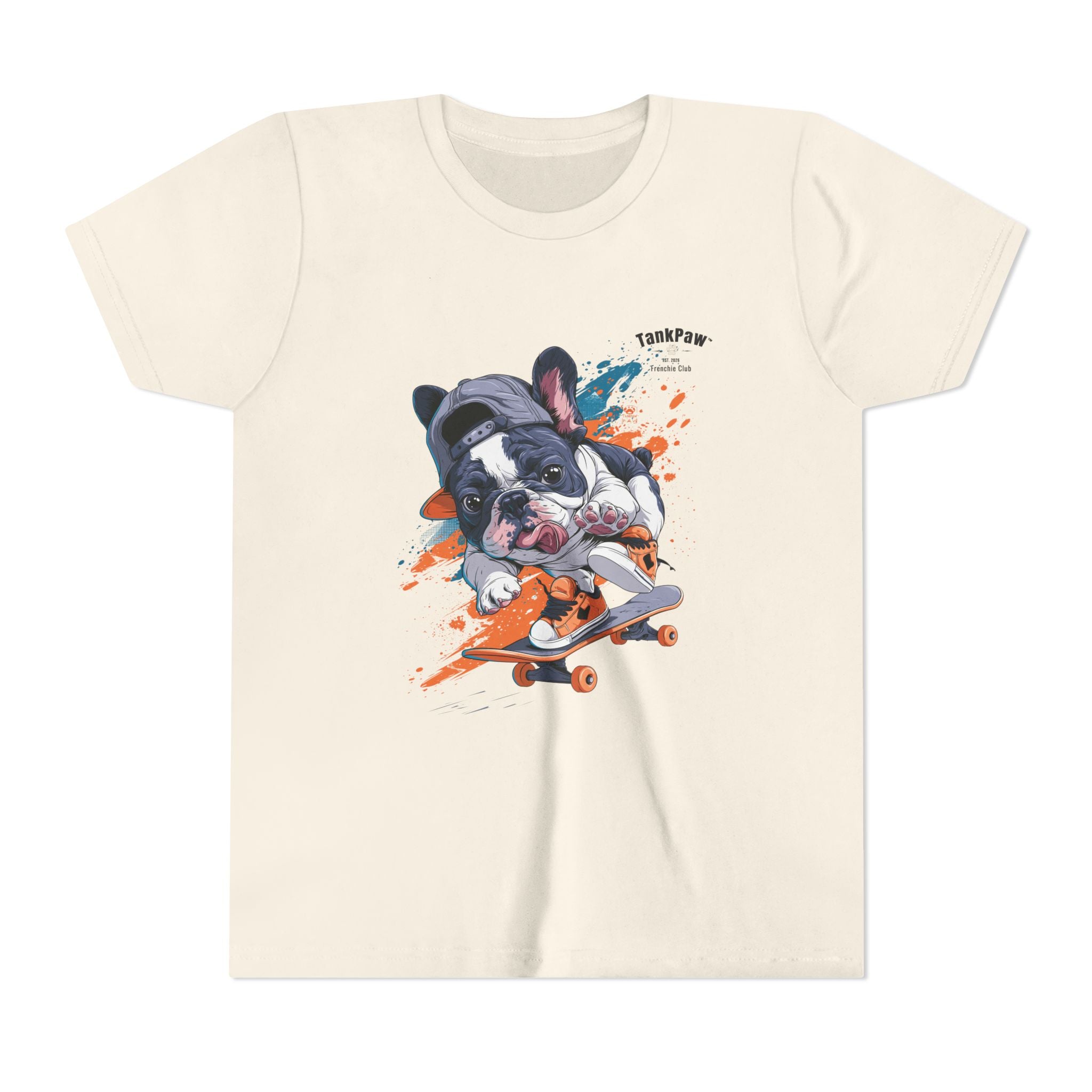 Youth Skateboarding French Bulldog Tee — Cute Skate Pup Graphic Shirt
