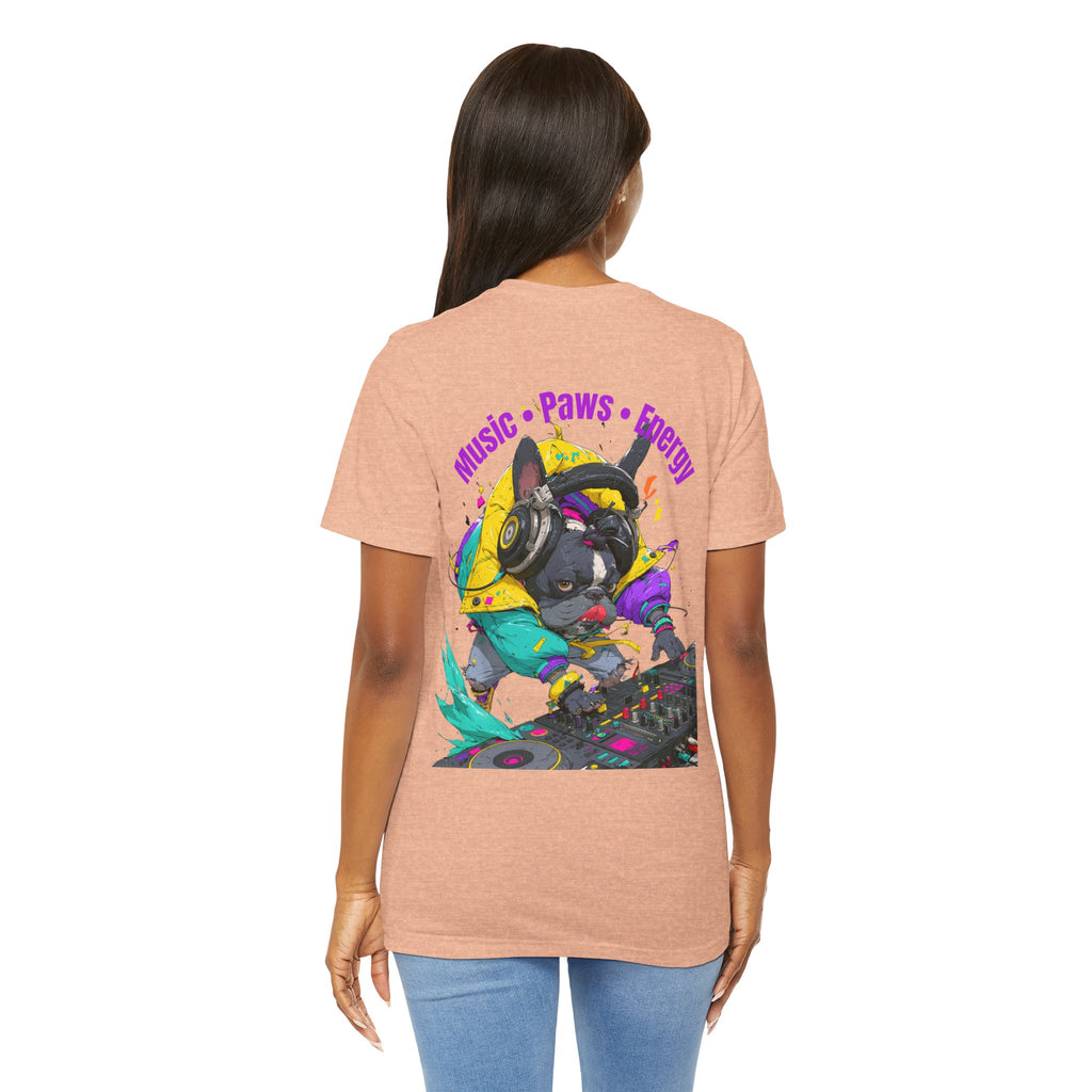 DJ French Bulldog T-Shirt — "Music • Paws • Energy" Graphic Tee