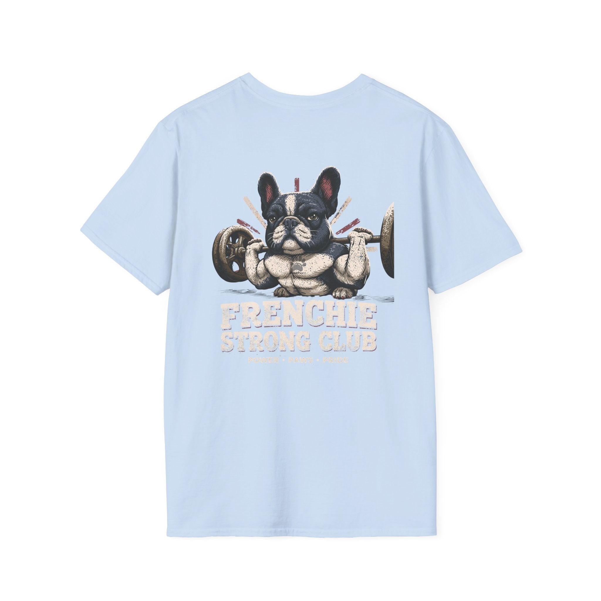 Gym French Bulldog T-Shirt – Fitness Frenchie Workout Shirt for Dog Lovers — Minimal Couples Graphic T-Shirt