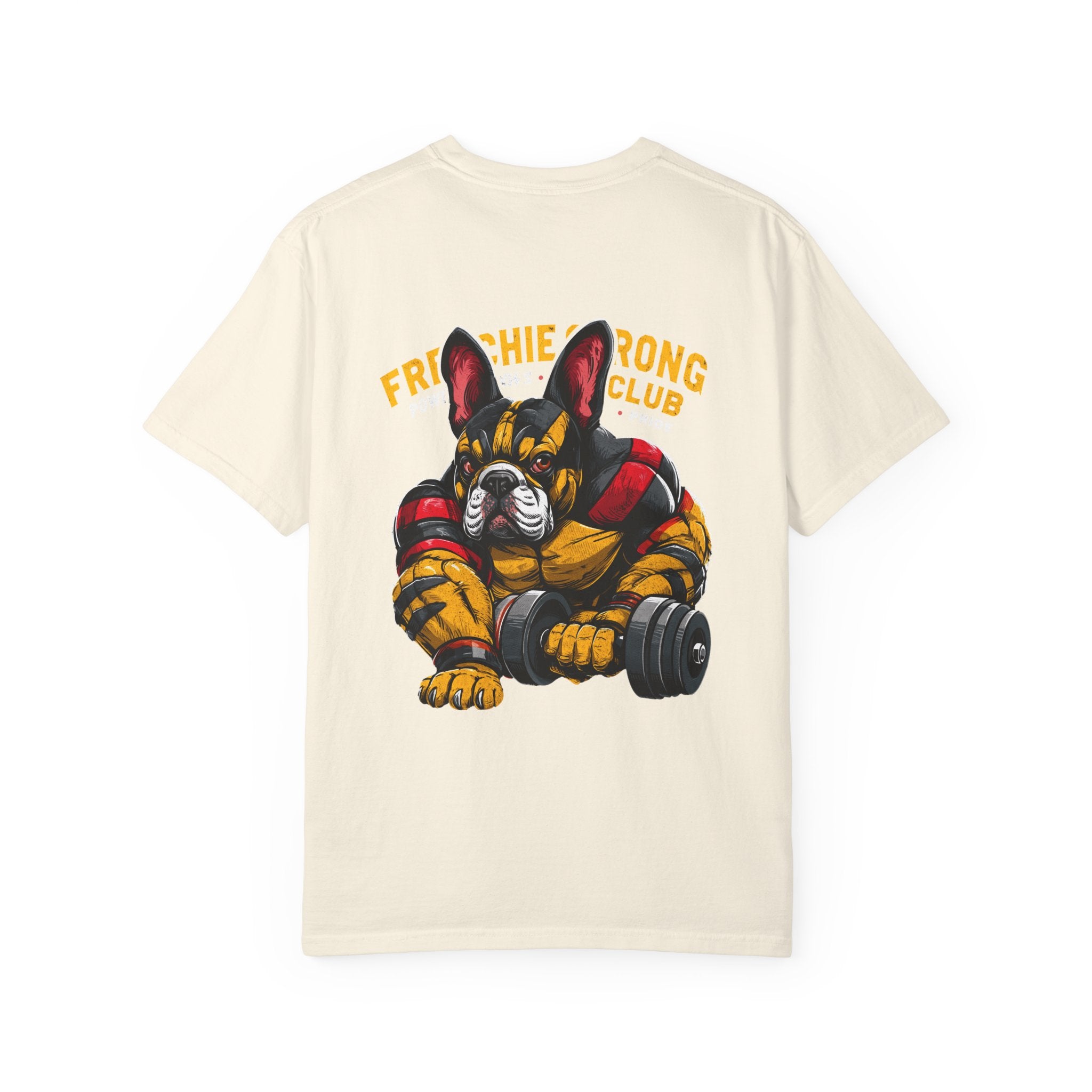 Frenchie Strong Club T‑Shirt — French Bulldog Weightlifting Graphic Tee