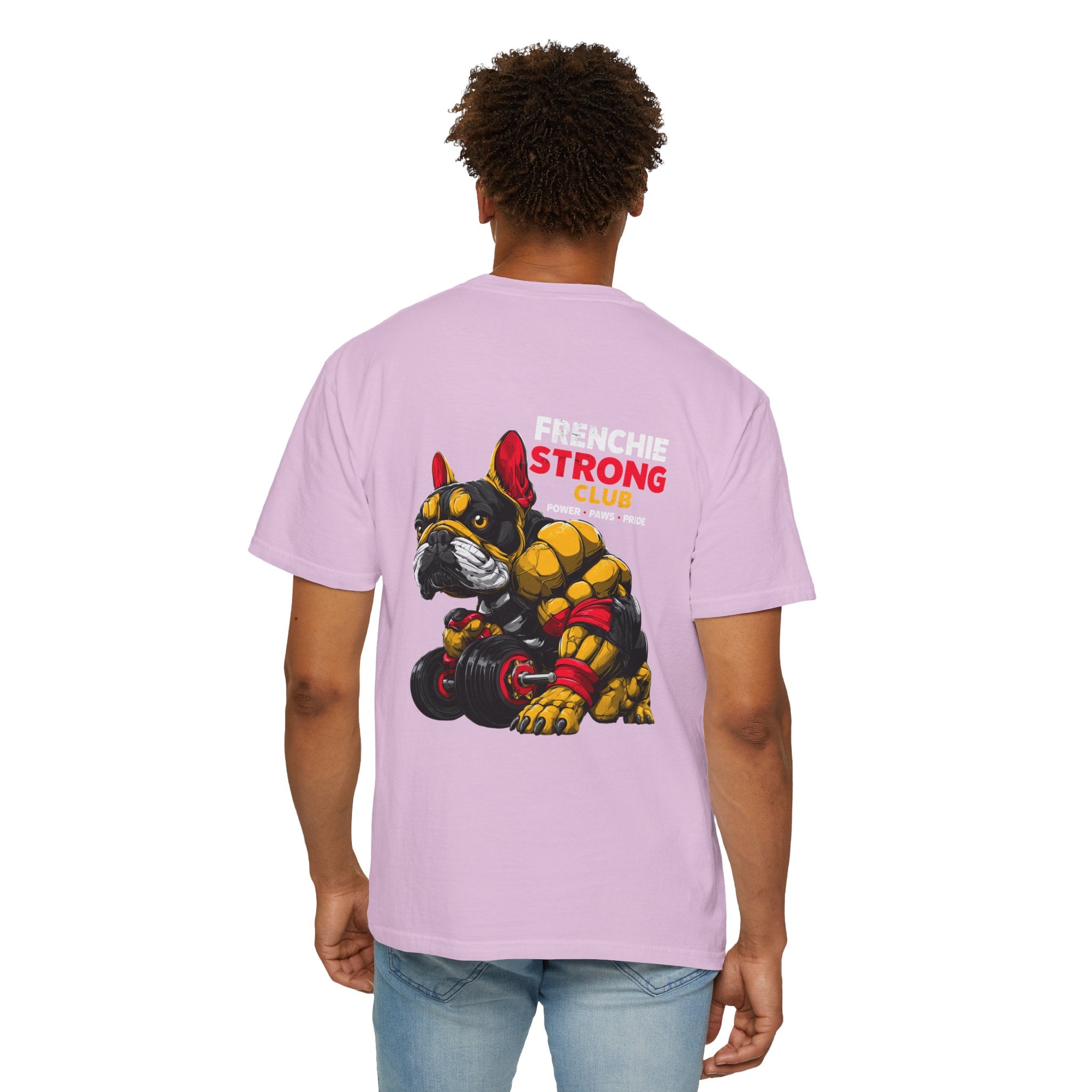 "Frenchie Strong Club" Muscular Dog Pet T-Shirt — Cute Frenchie Weightlifting Graphic Tee
