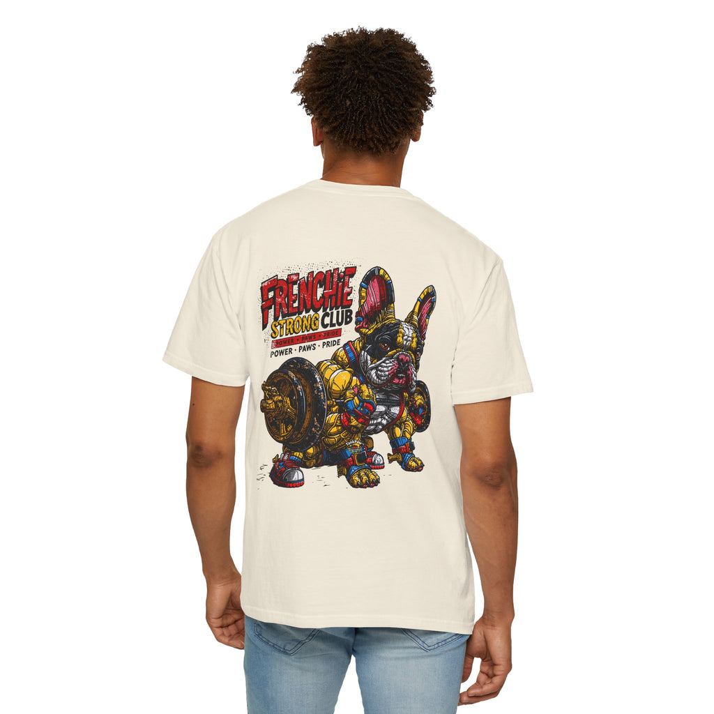 Frenchie Strong Club T-Shirt — Graphic French Bulldog Weightlifting Tee