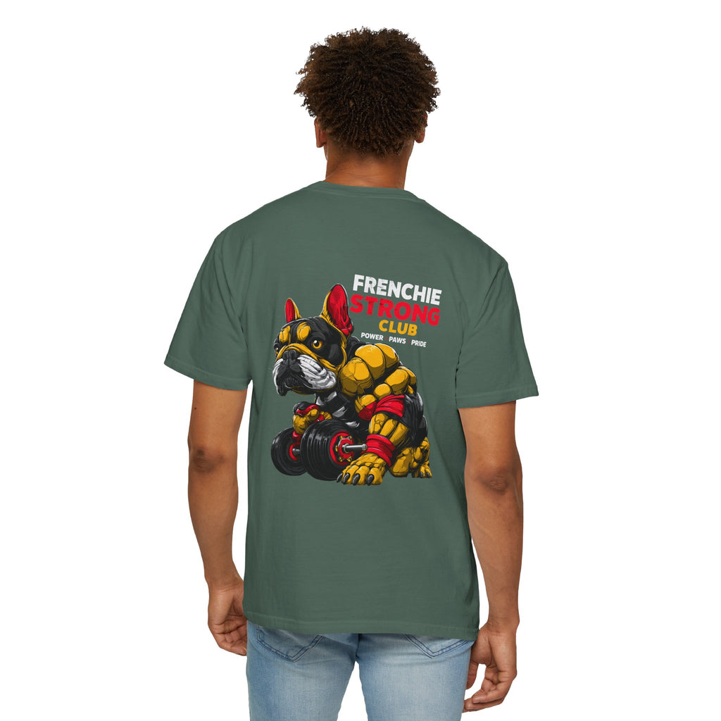 "Frenchie Strong Club" Muscular Dog Pet T-Shirt — Cute Frenchie Weightlifting Graphic Tee