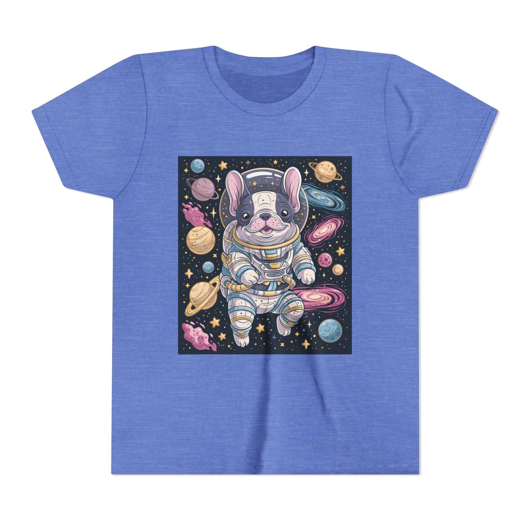 Kids Astronaut French Bulldog Tee — Space Puppy Graphic Youth T‑Shirt