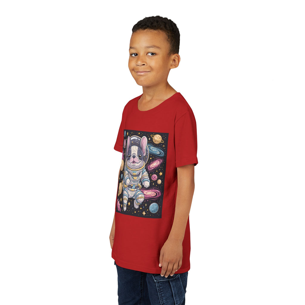 Kids Astronaut French Bulldog Tee — Space Puppy Graphic Youth T‑Shirt