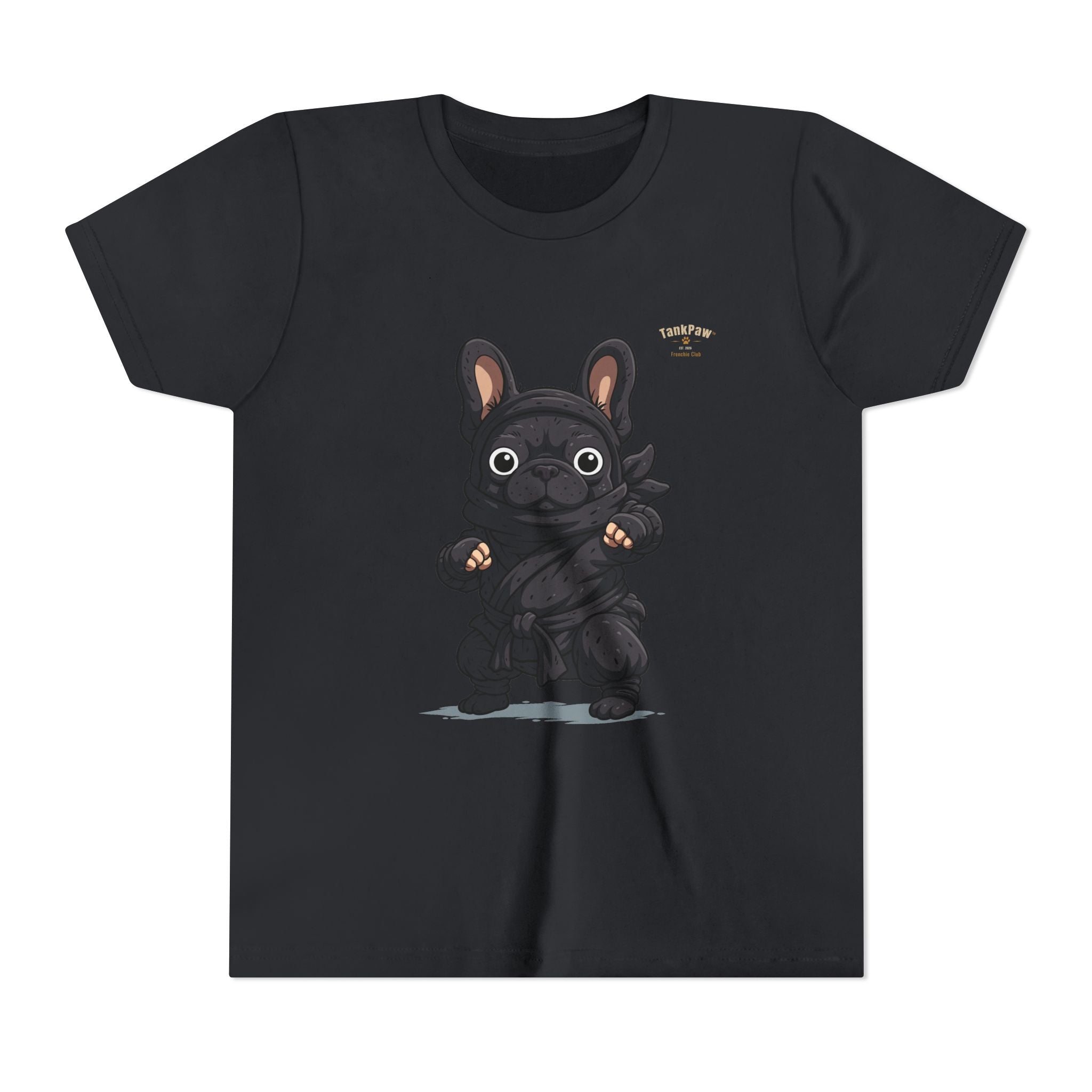 Kids Cute Black French Bulldog Tee – 'TARBUN' Cartoon Pup Youth T-Shirt