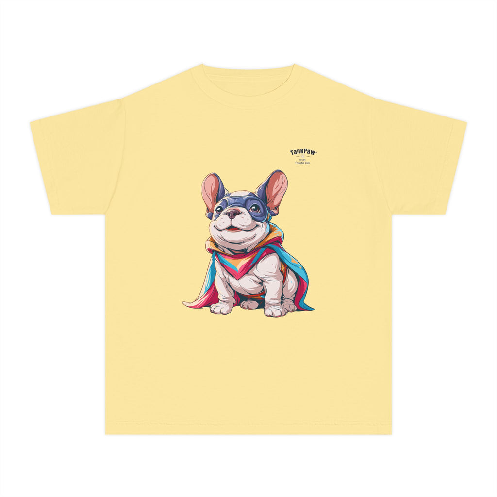 Kids French Bulldog Tee — Colorful Superhero Pup Graphic