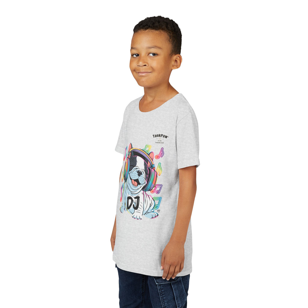 DJ Bulldog Kids Tee — Colorful Headphones Music T-Shirt for Boys & Girls