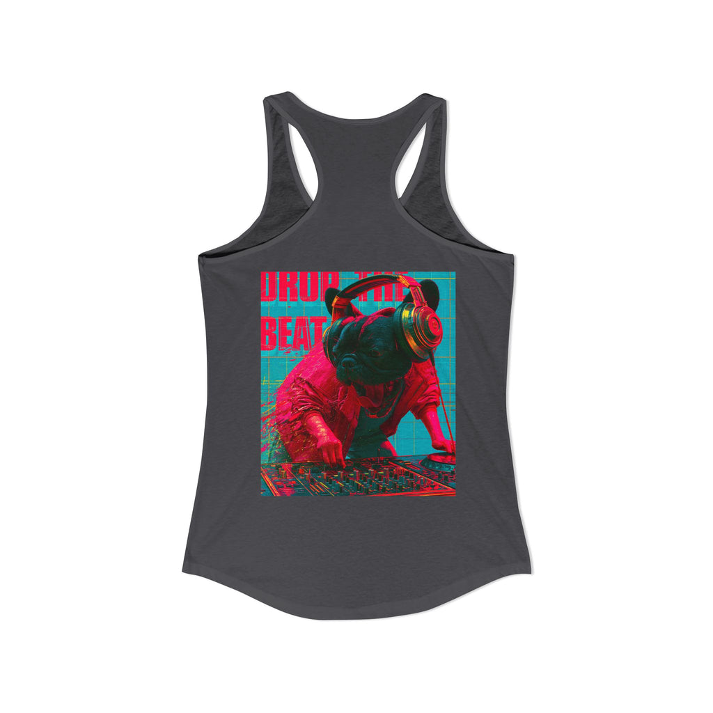 TankPaw™ Women's Frenchie Graphic T-Shirt — "DJ Dog" Design — Music Festival Theme