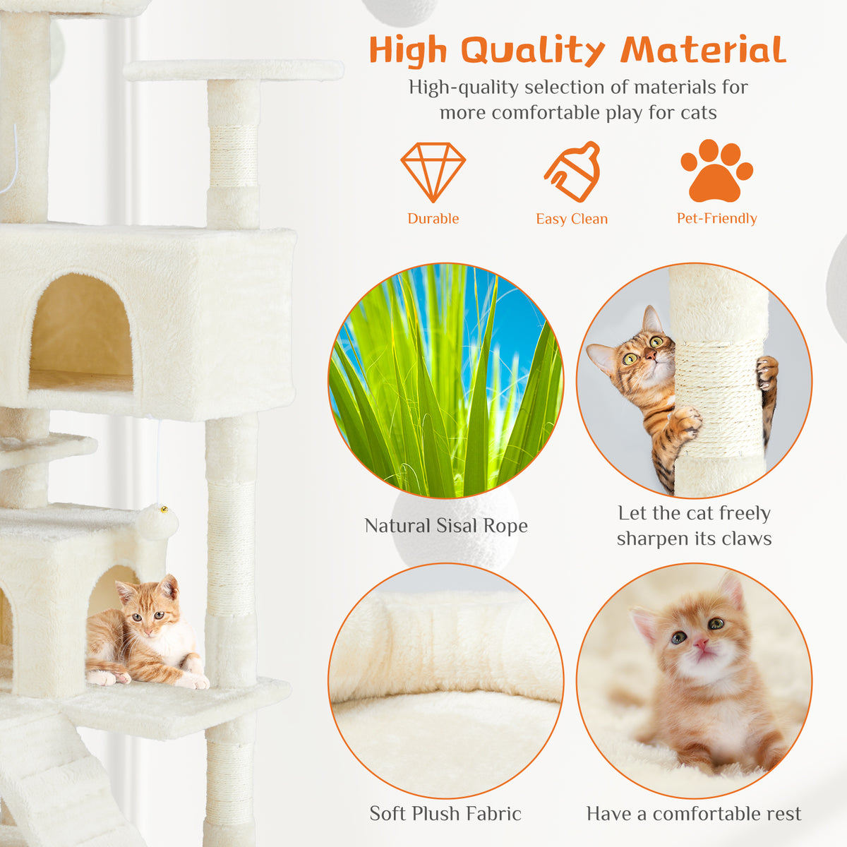 Multi-Level Cat Tree House | Cat Tower with Scratching Posts & Climbing Platform for Indoor Cats