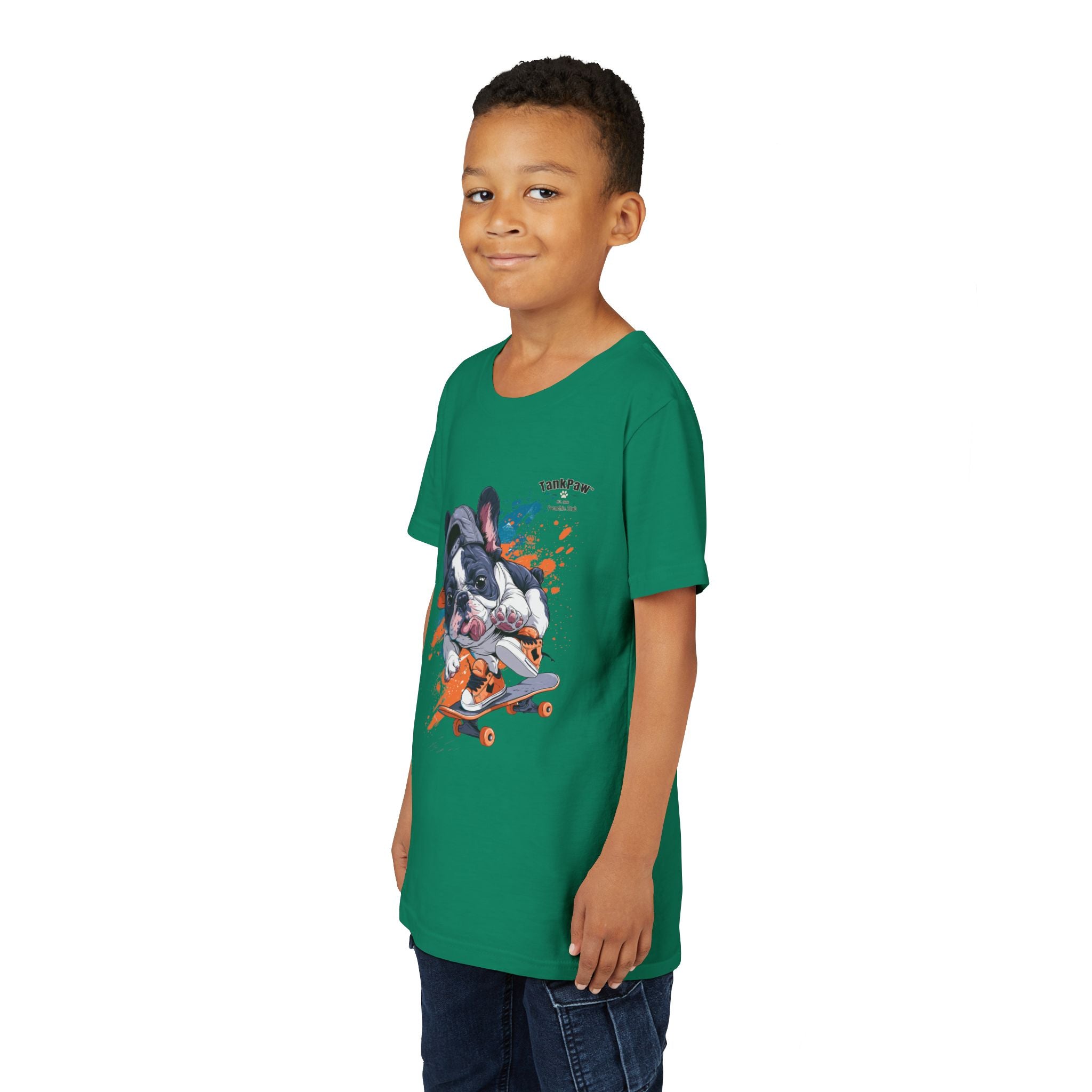 Youth Skateboarding French Bulldog Tee — Cute Skate Pup Graphic Shirt