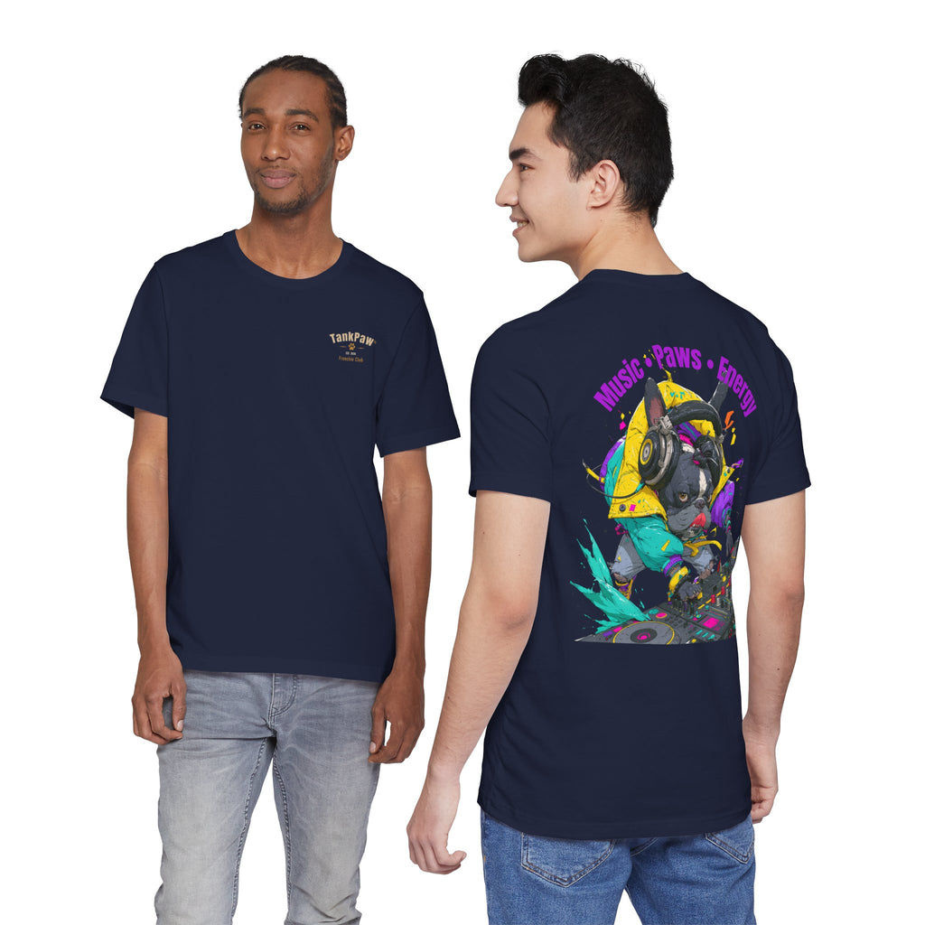 DJ French Bulldog T-Shirt — "Music • Paws • Energy" Graphic Tee