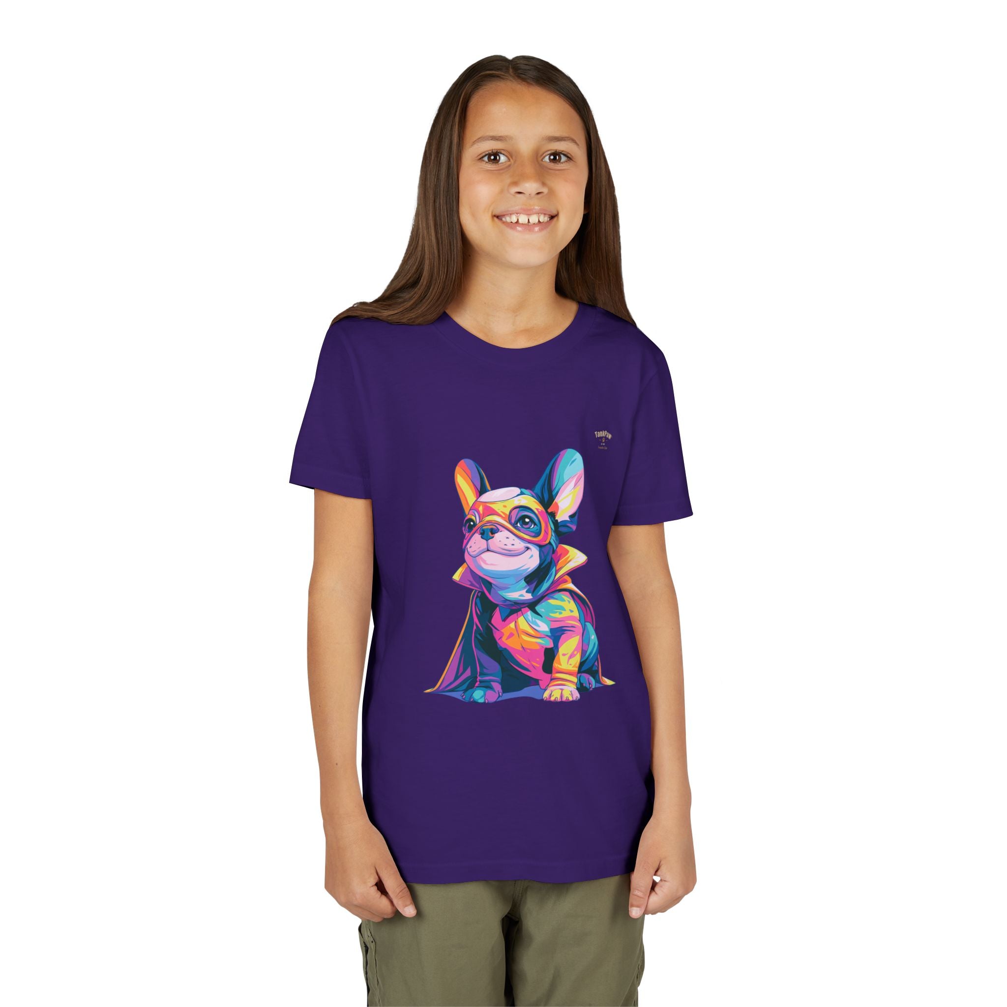 Kids Superhero French Bulldog Tee — Colorful Puppy Costume Youth Shirt