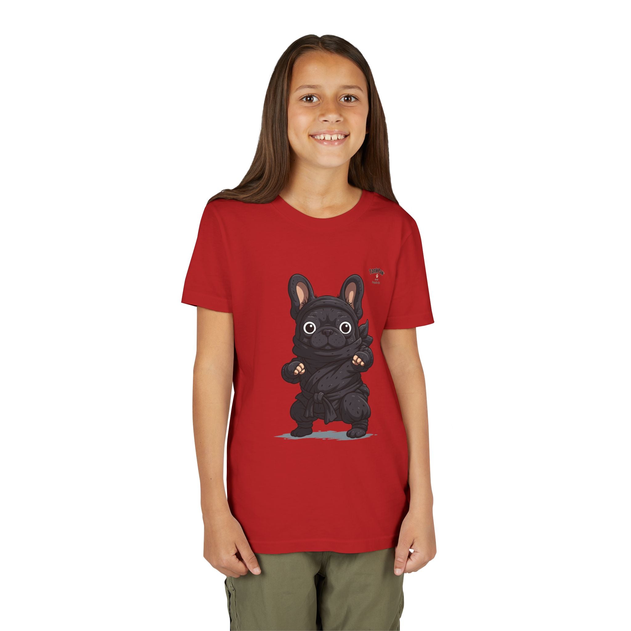 Kids Cute Black French Bulldog Tee – 'TARBUN' Cartoon Pup Youth T-Shirt