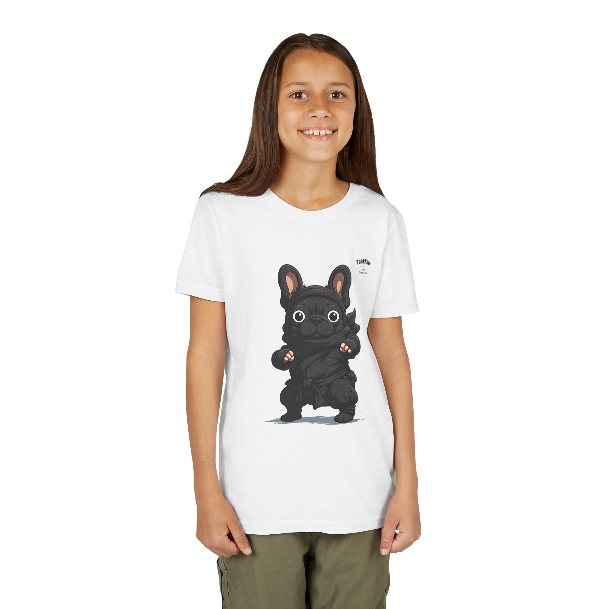Kids Cute Black French Bulldog Tee – 'TARBUN' Cartoon Pup Youth T-Shirt