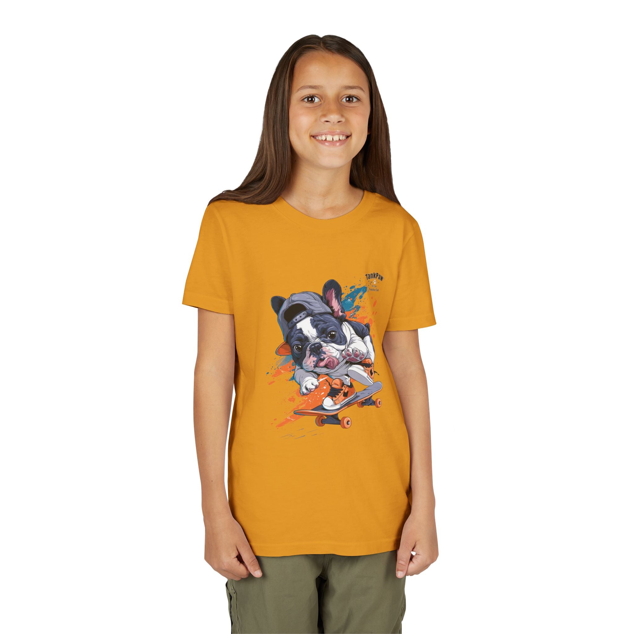 Youth Skateboarding French Bulldog Tee — Cute Skate Pup Graphic Shirt