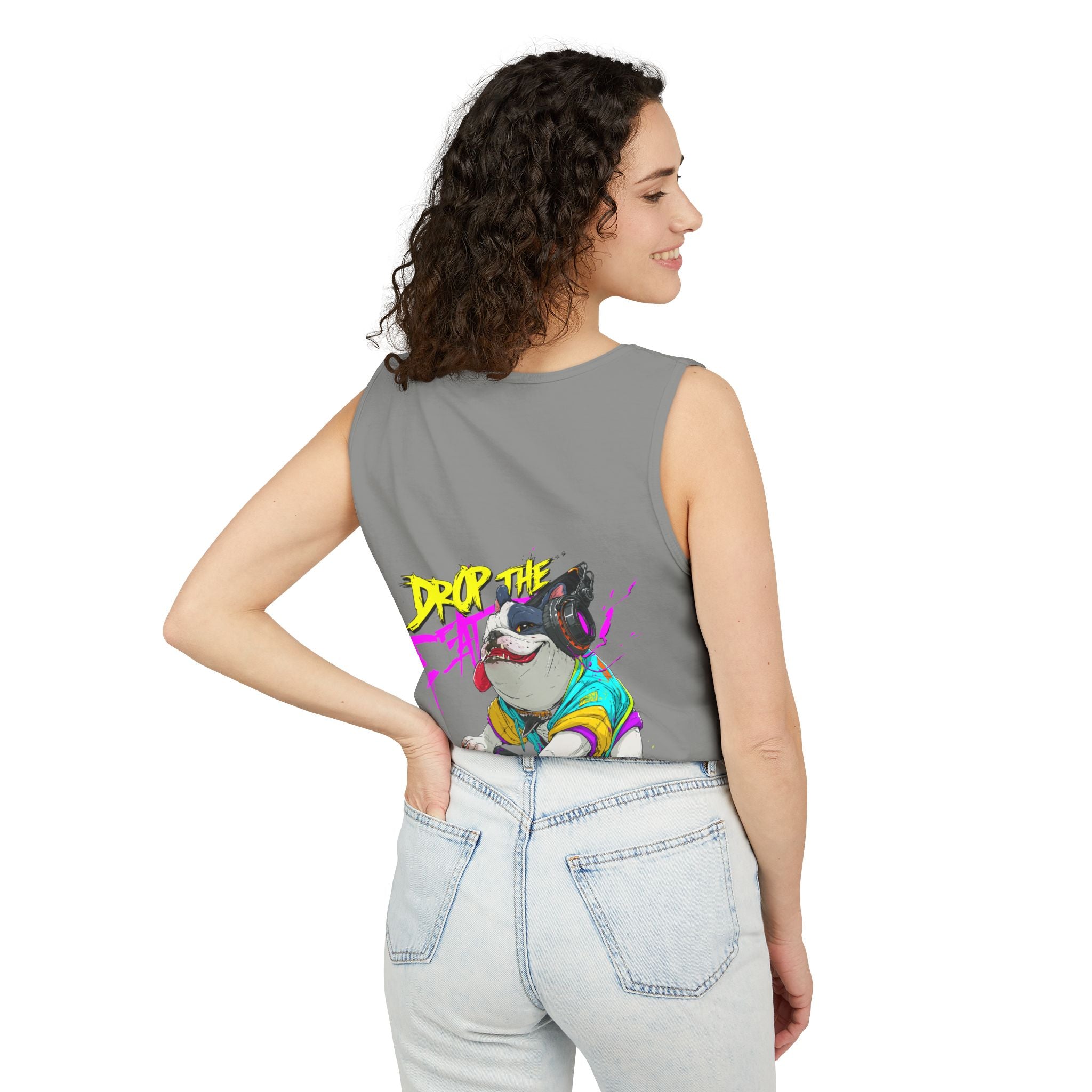 DJ French Bulldog Tank Top – EDM Festival Sleeveless Shirt for Frenchie Lovers