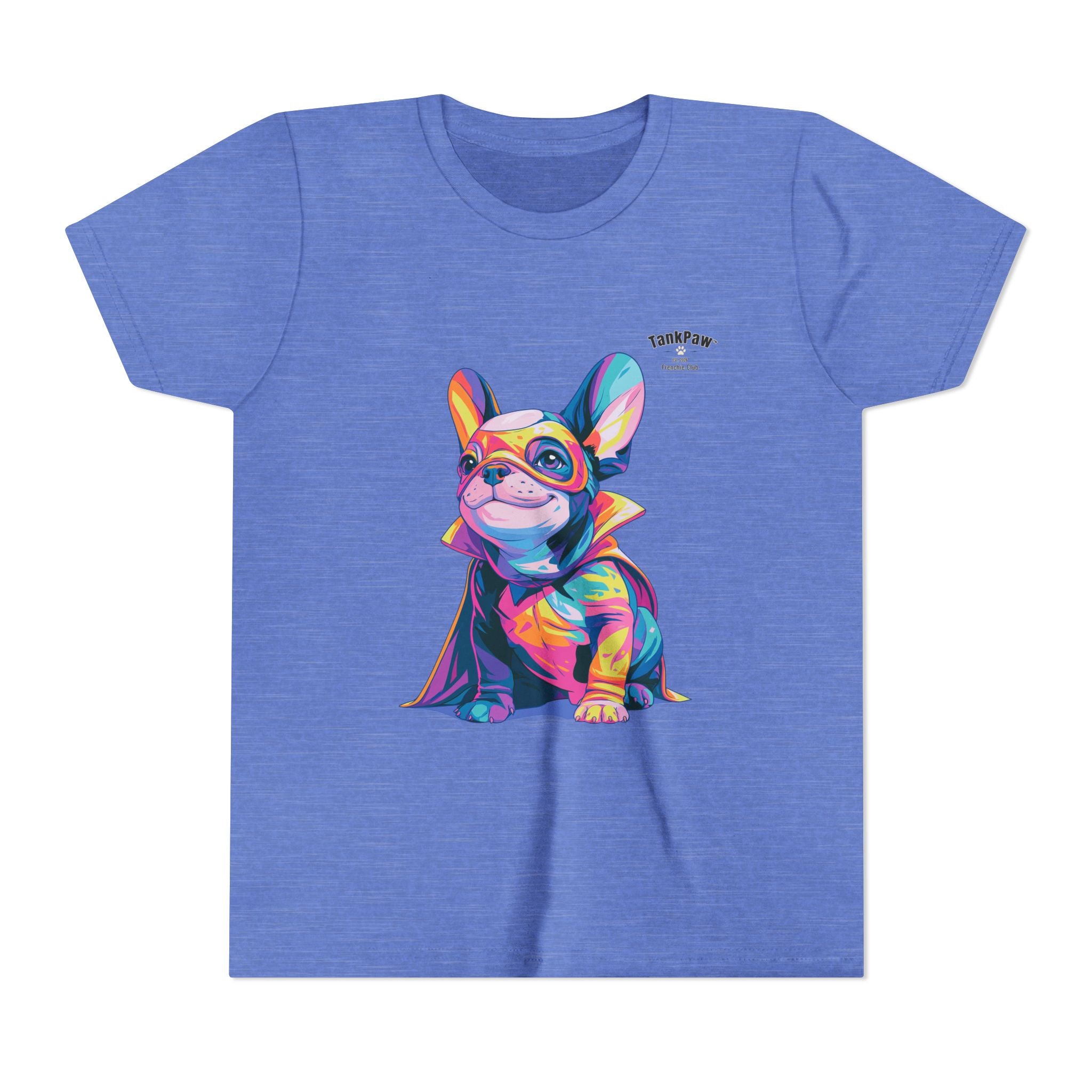 Kids Superhero French Bulldog Tee — Colorful Puppy Costume Youth Shirt