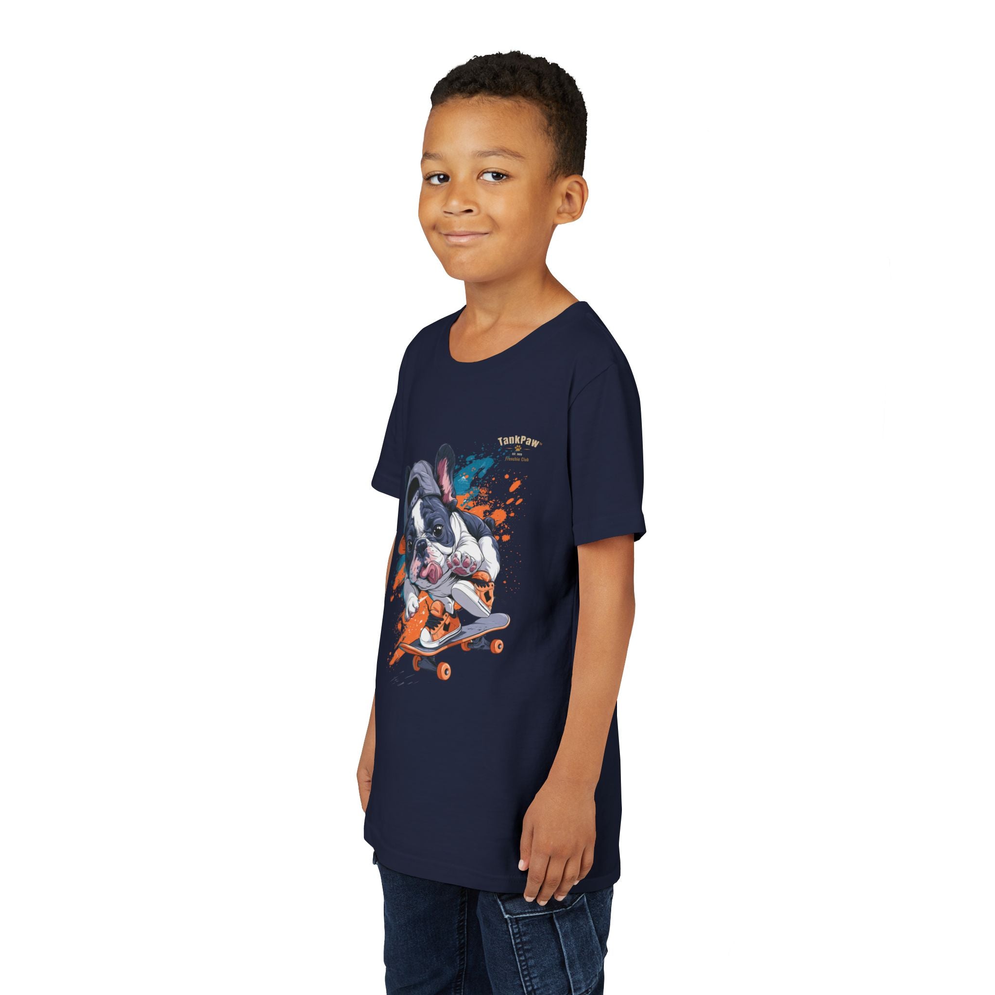 Youth Skateboarding French Bulldog Tee — Cute Skate Pup Graphic Shirt