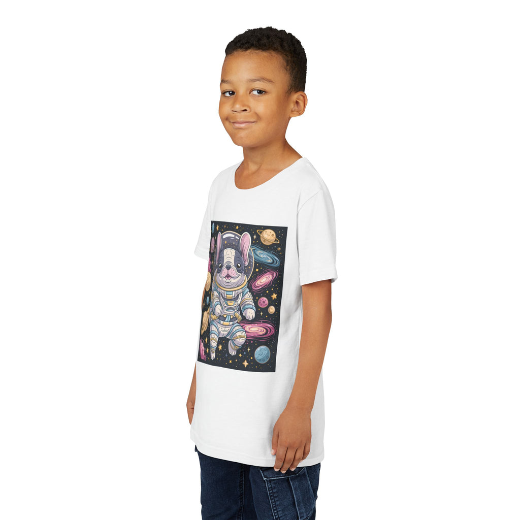 Kids Astronaut French Bulldog Tee — Space Puppy Graphic Youth T‑Shirt