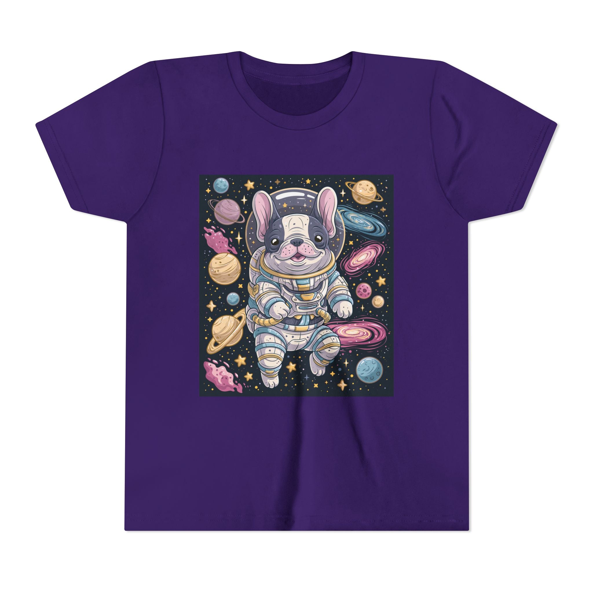Kids Astronaut French Bulldog Tee — Space Puppy Graphic Youth T‑Shirt