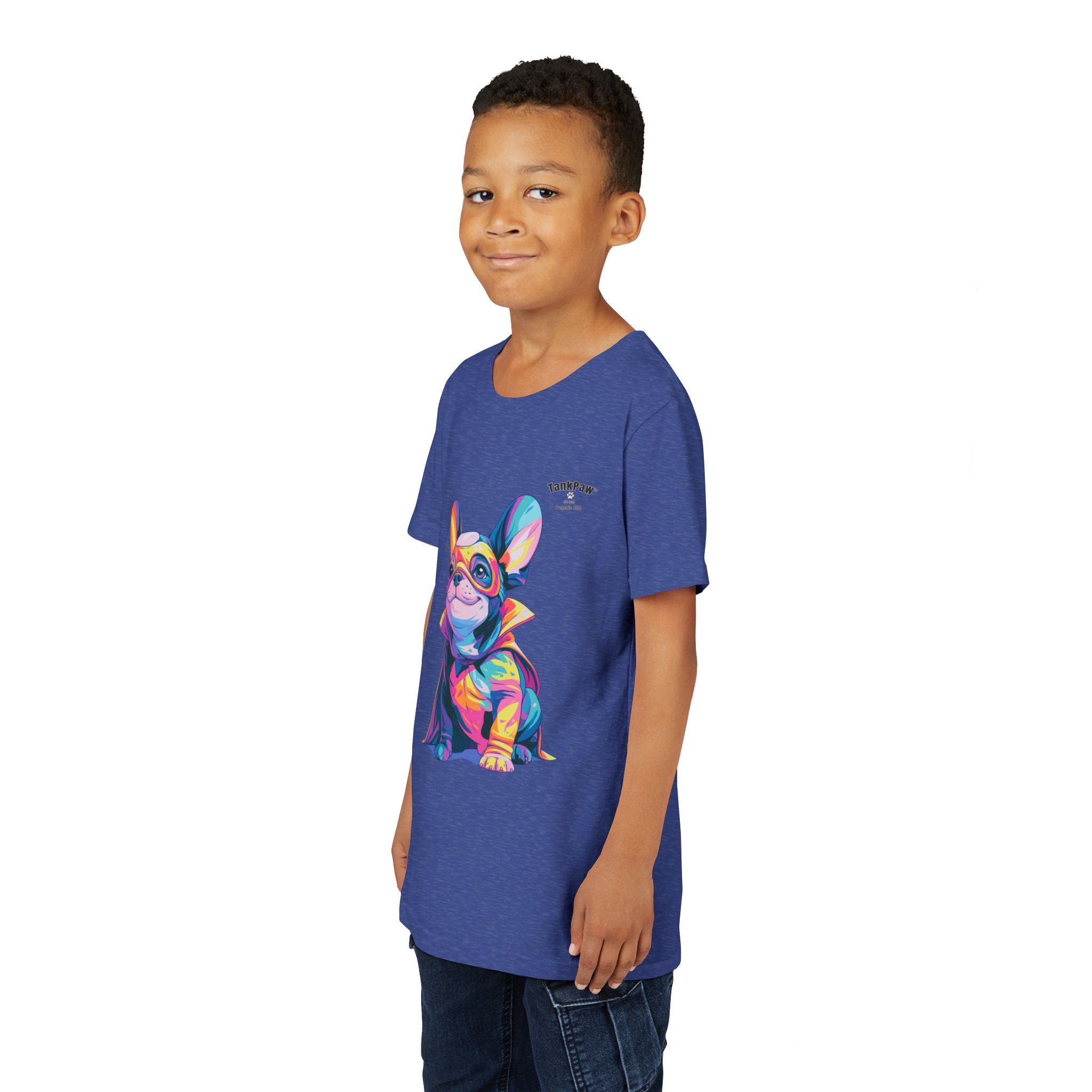 Kids Superhero French Bulldog Tee — Colorful Puppy Costume Youth Shirt