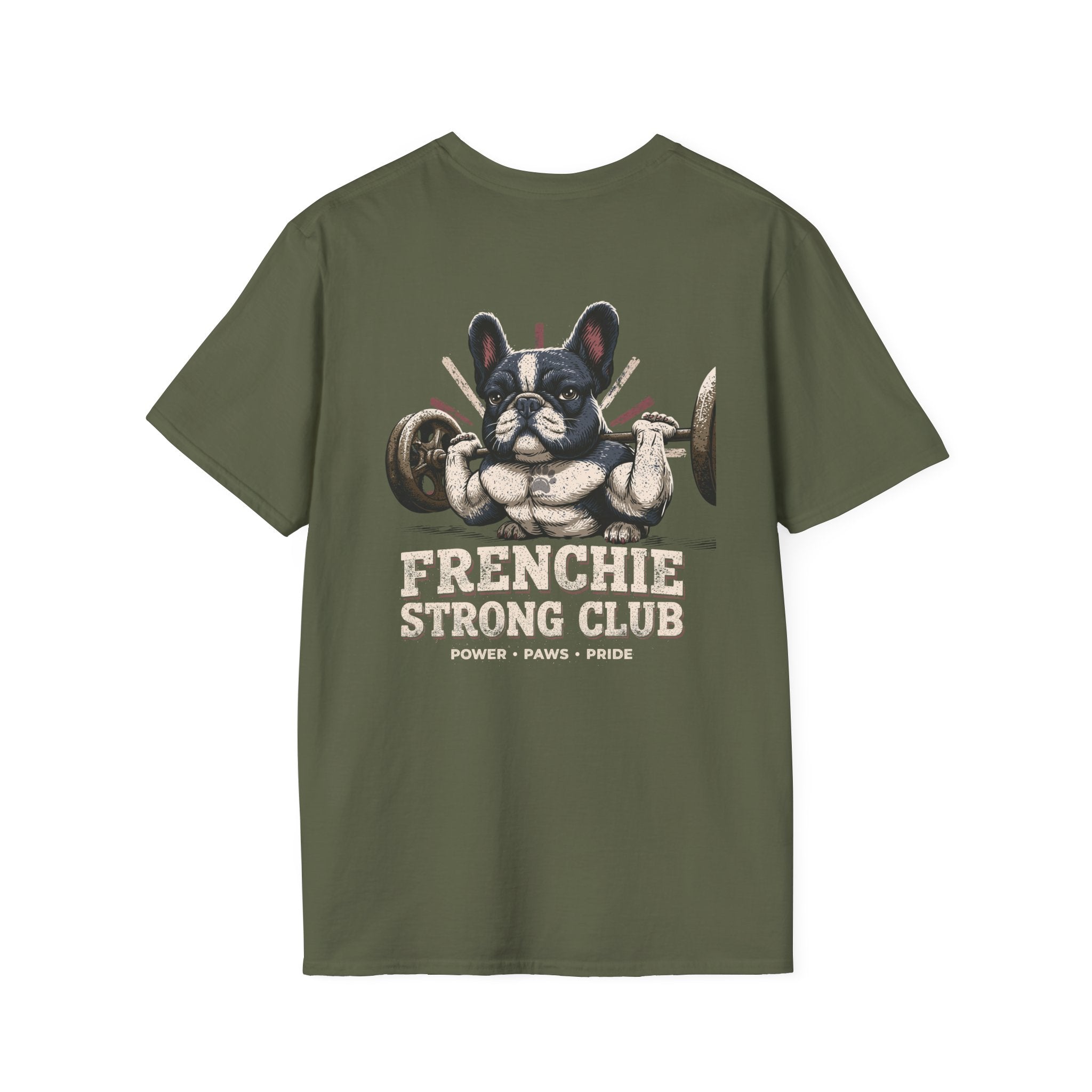 Gym French Bulldog T-Shirt – Fitness Frenchie Workout Shirt for Dog Lovers — Minimal Couples Graphic T-Shirt