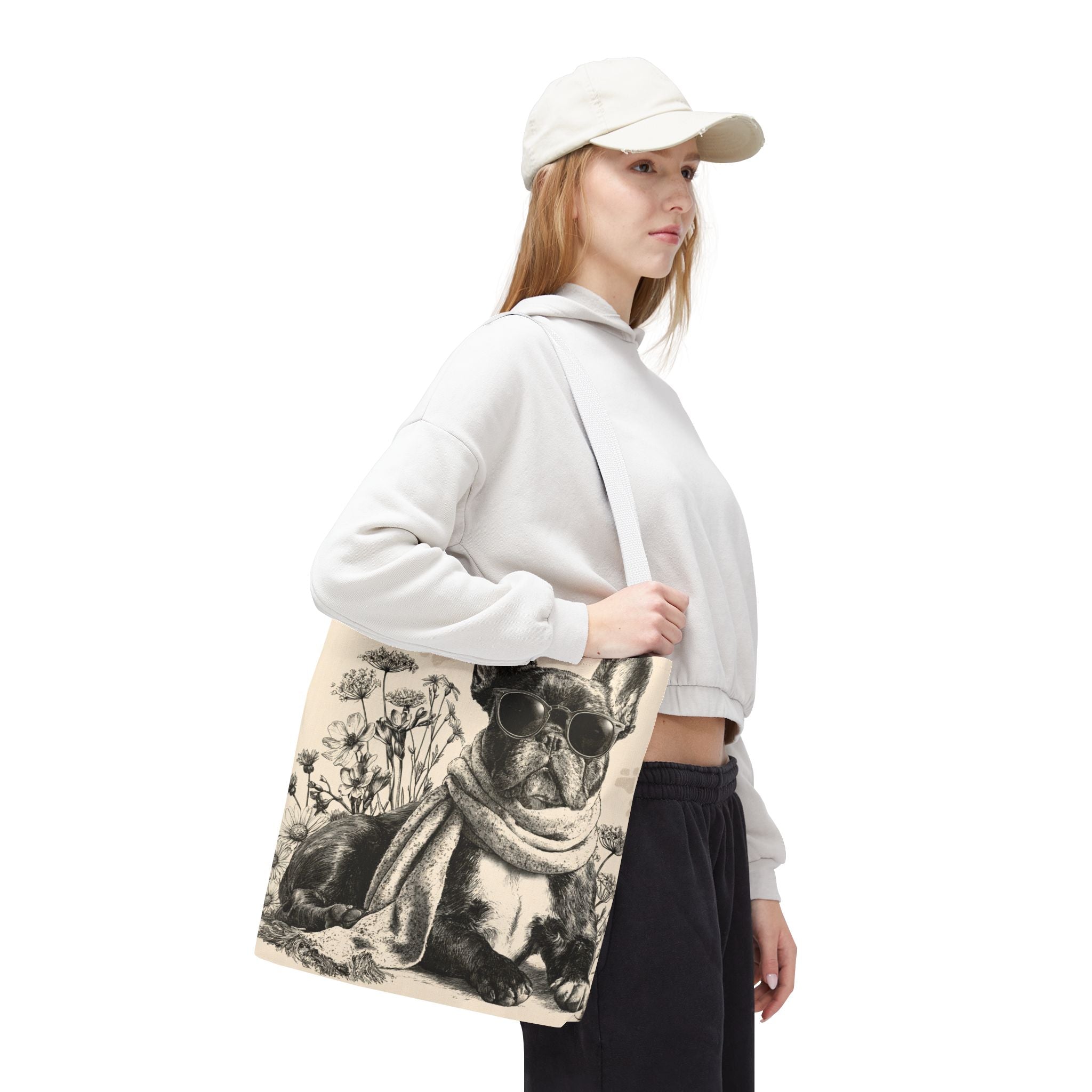French Bulldog Canvas Tote Bag – Cute Frenchie Shoulder Bag for Dog Lovers