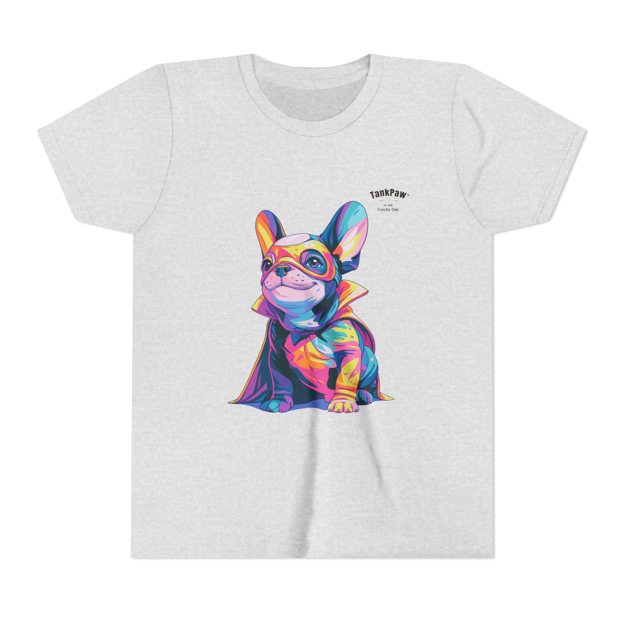 Kids Superhero French Bulldog Tee — Colorful Puppy Costume Youth Shirt
