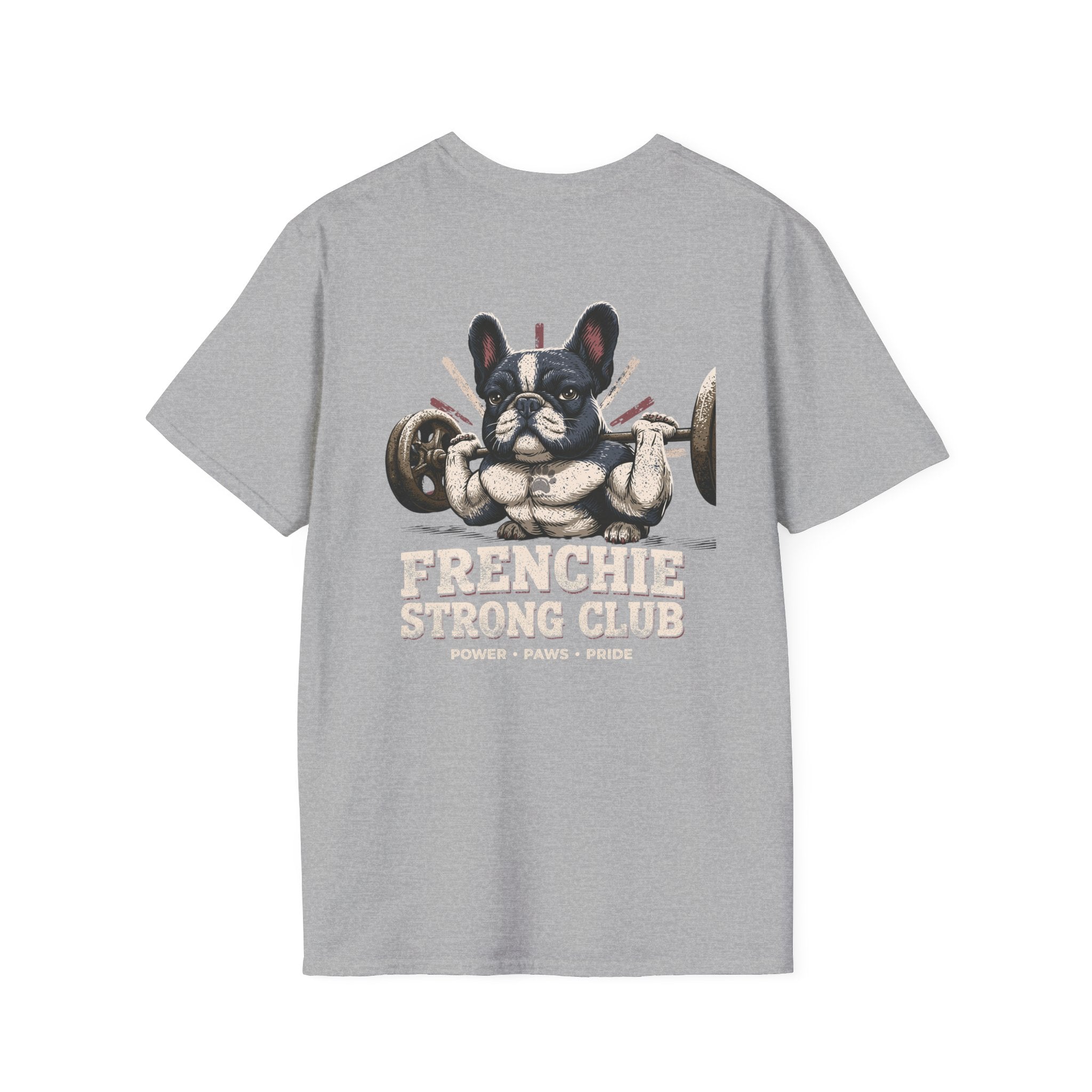 Gym French Bulldog T-Shirt – Fitness Frenchie Workout Shirt for Dog Lovers — Minimal Couples Graphic T-Shirt