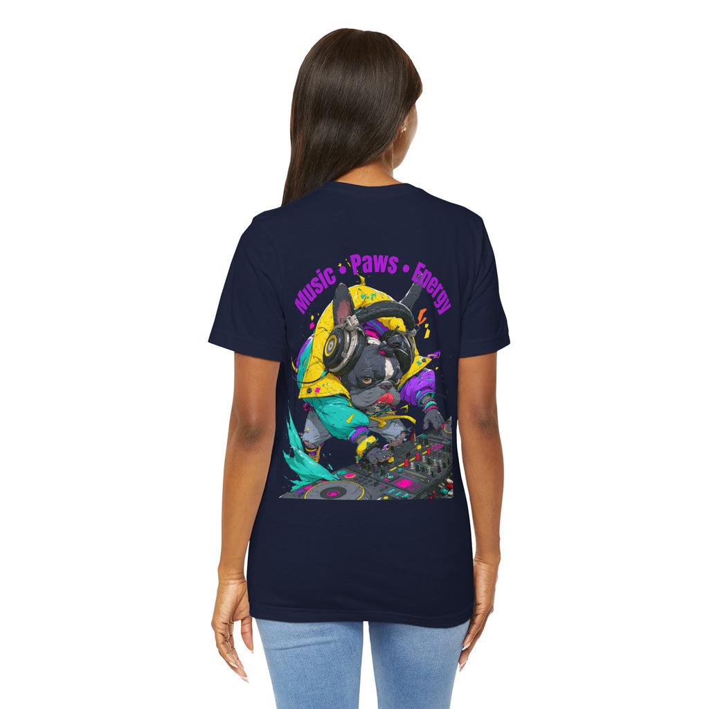 DJ French Bulldog T-Shirt — "Music • Paws • Energy" Graphic Tee