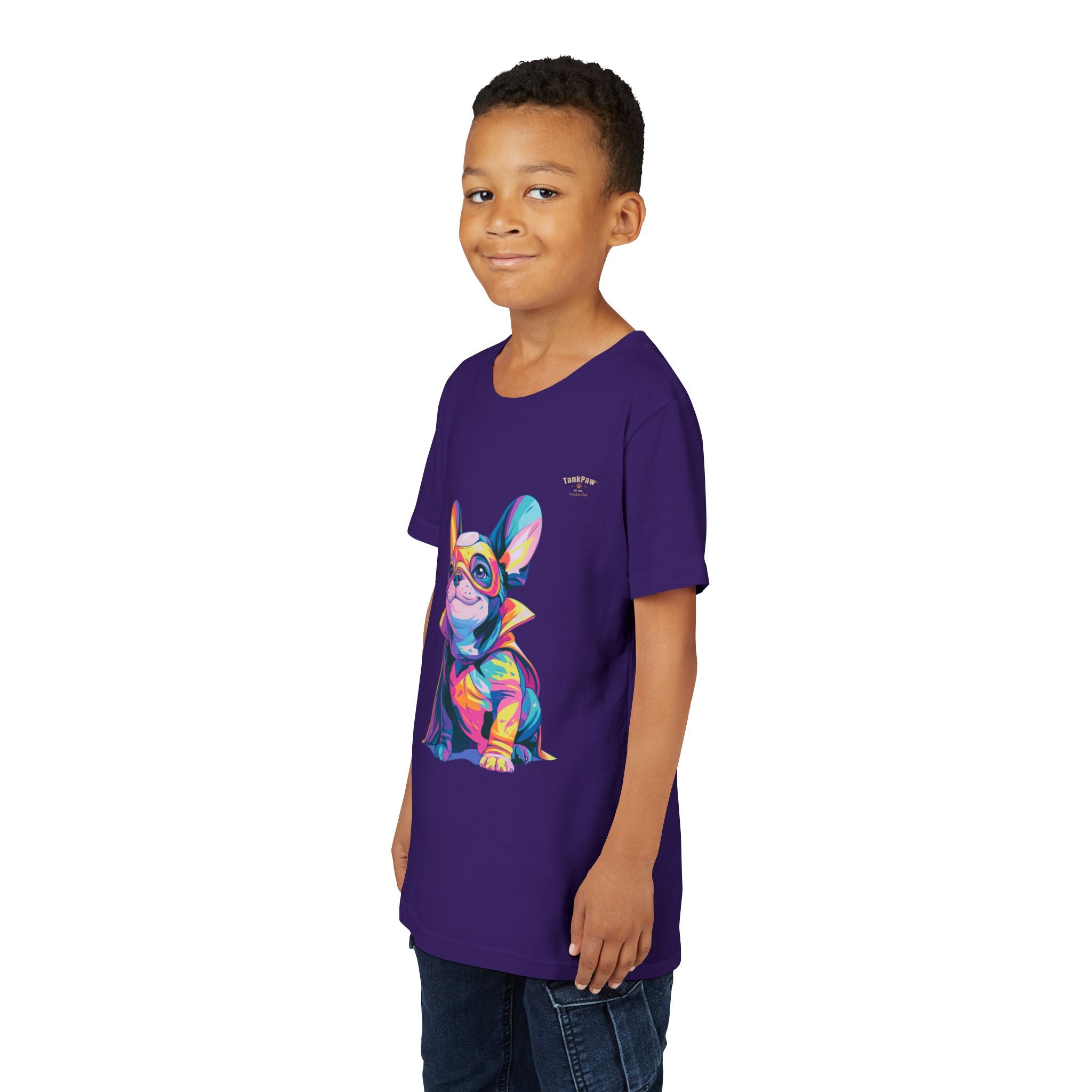 Kids Superhero French Bulldog Tee — Colorful Puppy Costume Youth Shirt