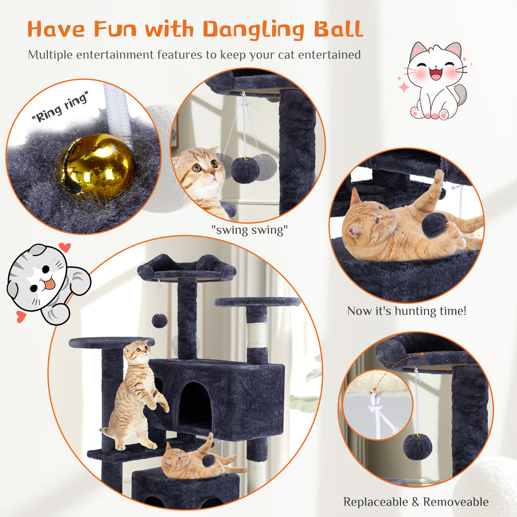 Multi-Level Cat Tree House | Cat Tower with Scratching Posts & Climbing Platform for Indoor Cats