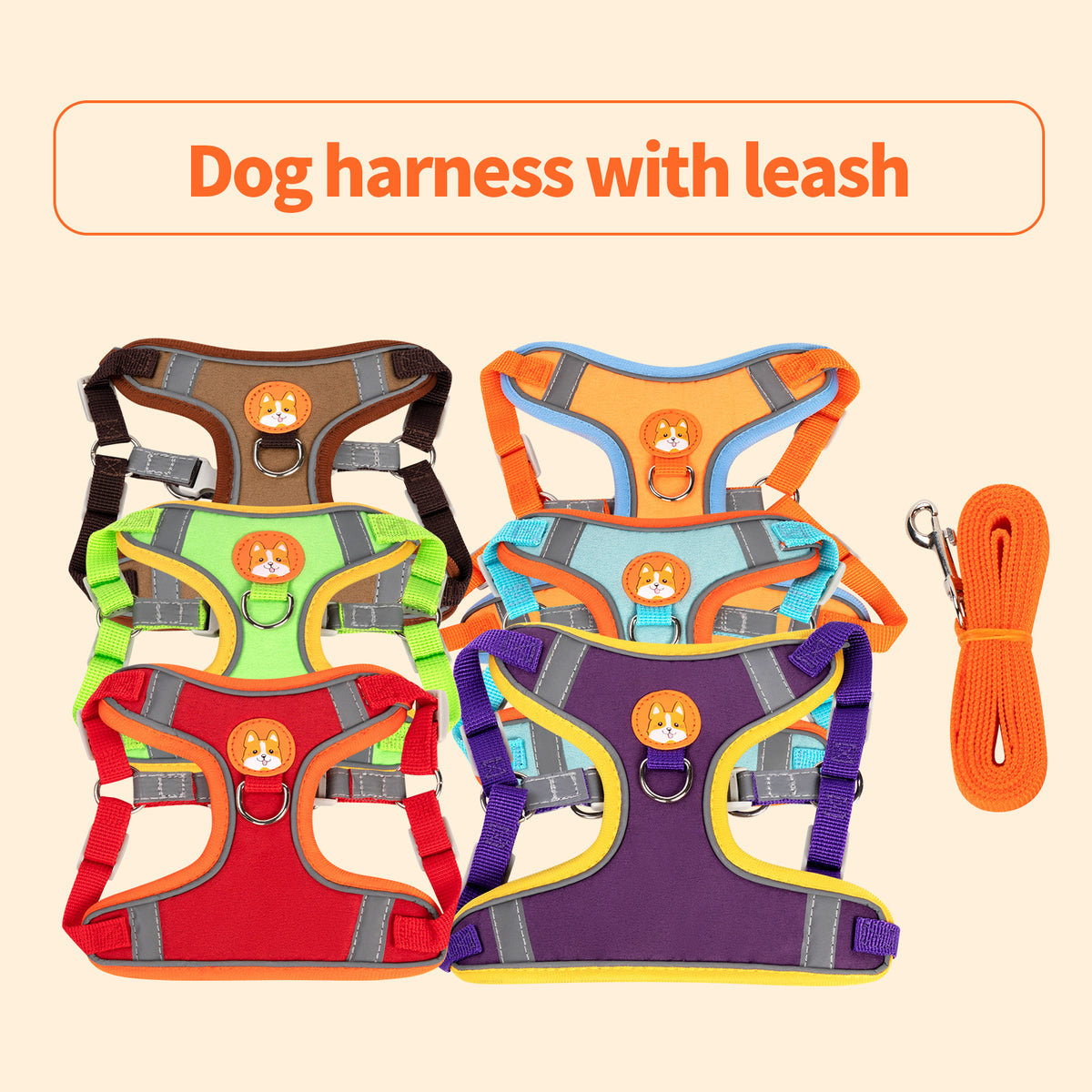 Adjustable Vest-Style Dog Harness and Leash Set