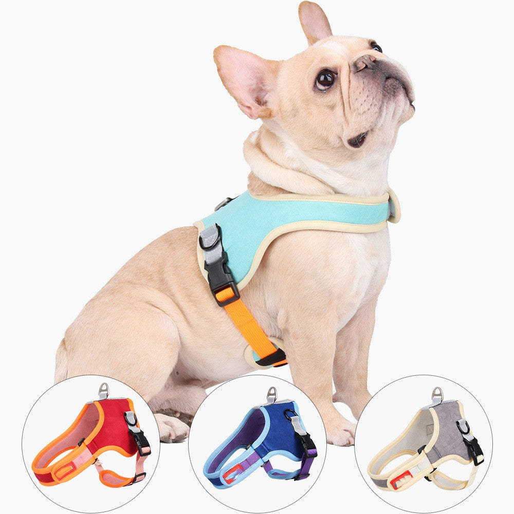 Adjustable no pull dog harness for small and medium dogs with reflective straps and soft padded vest