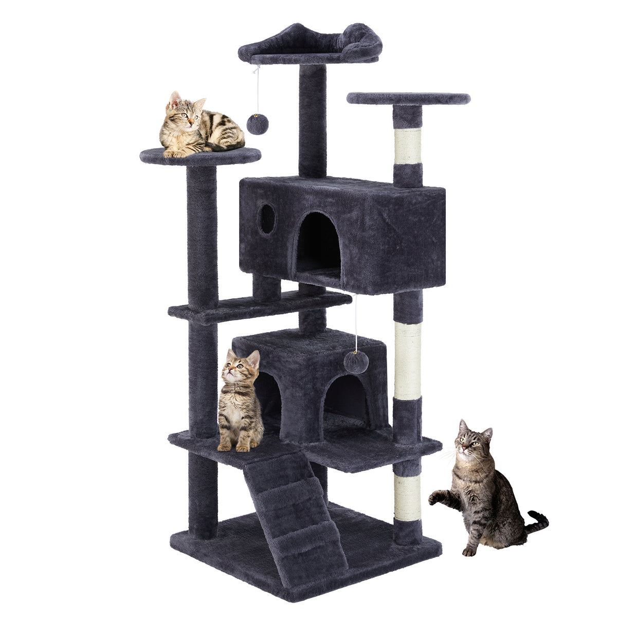 Multi-Level Cat Tree House | Cat Tower with Scratching Posts & Climbing Platform for Indoor Cats